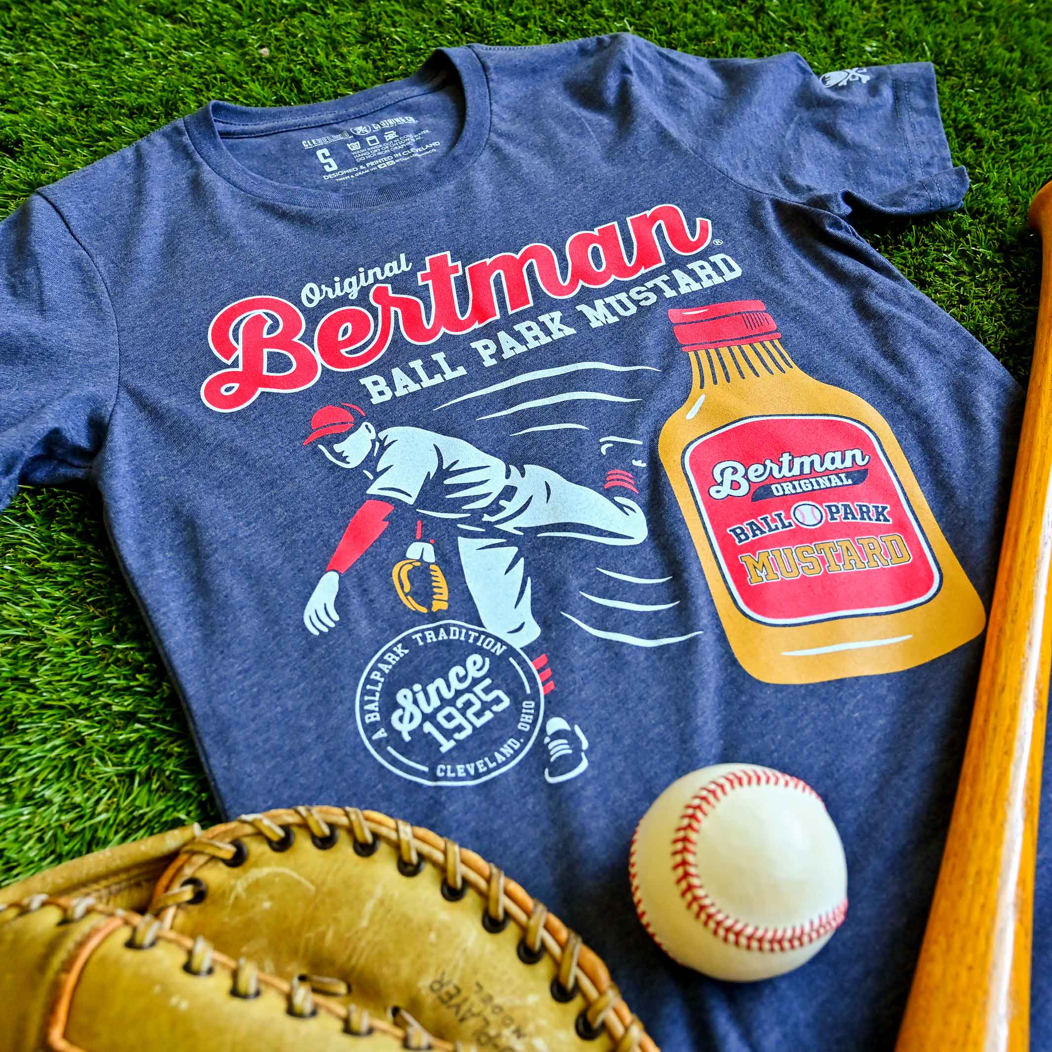 Bertman Ballpark Mustard Pitcher - Mens/Unisex Crew T-Shirt - Image 2