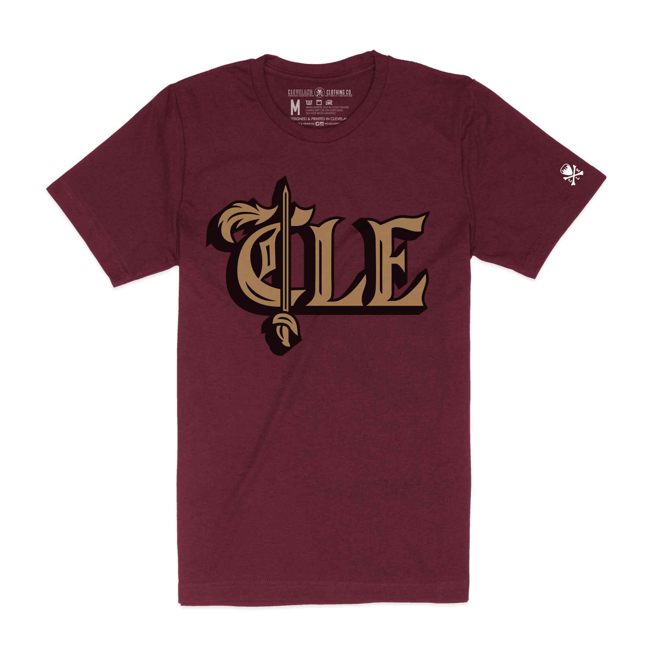 CLE Basketball Old English Sword - Mens/Unisex Crew T-Shirt