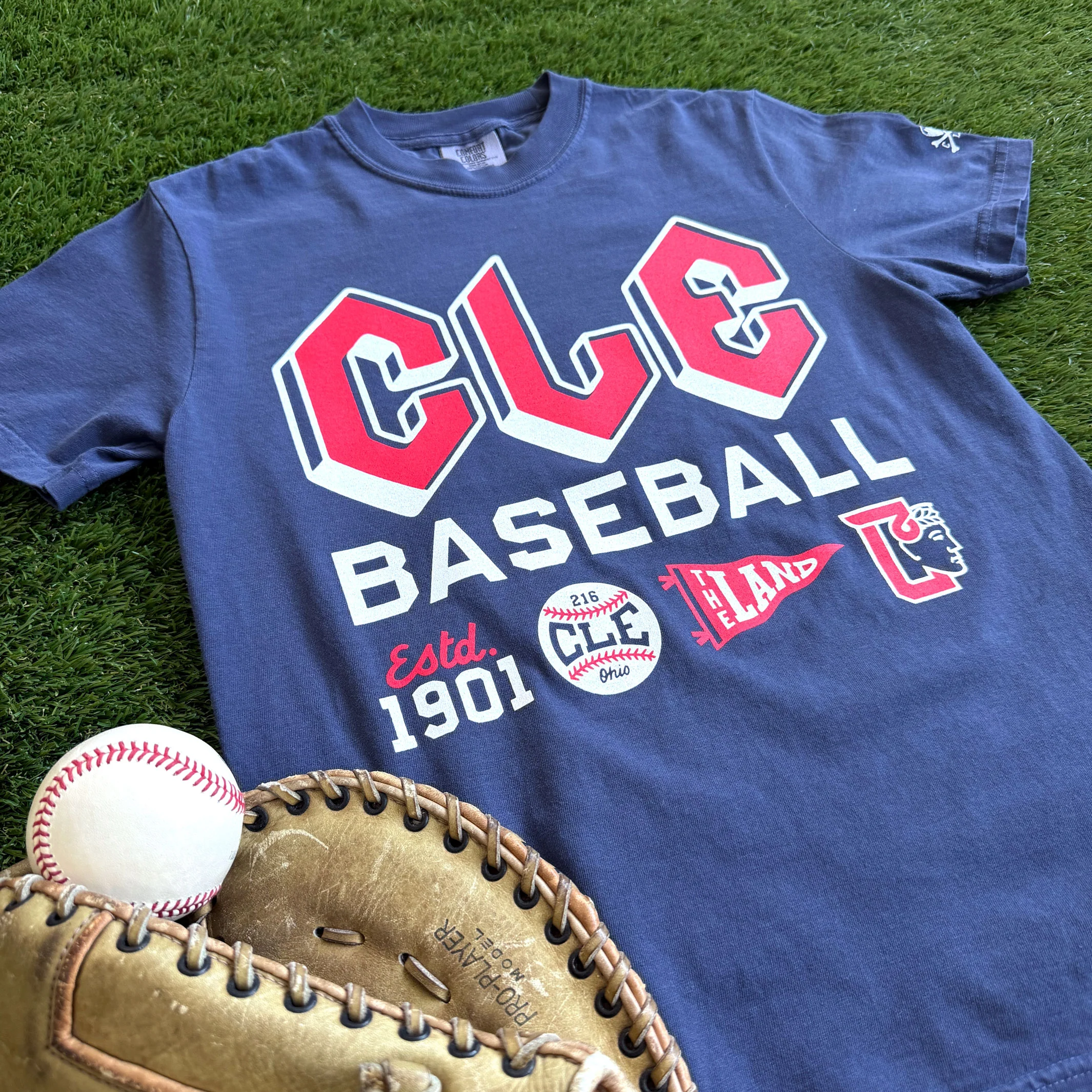 CLE - Cleveland Baseball Icons - Mens/Unisex Crew T-shirt - Image 2