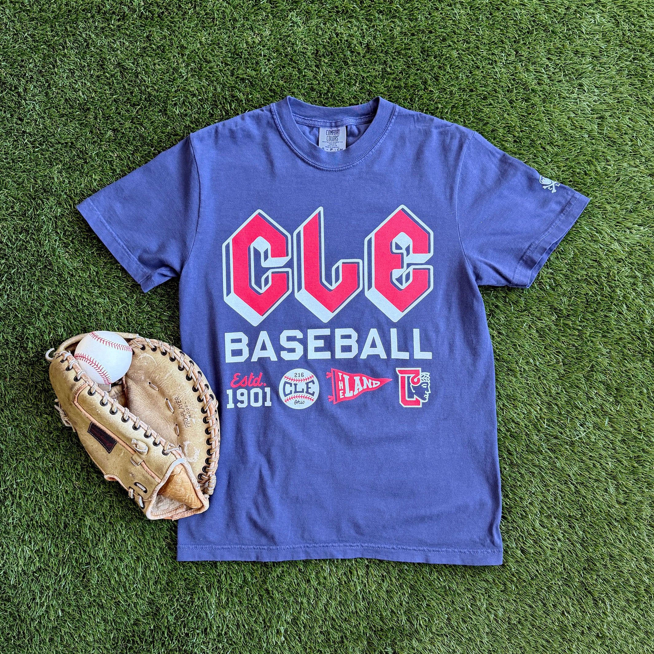 CLE - Cleveland Baseball Icons - Mens/Unisex Crew T-shirt - Image 3
