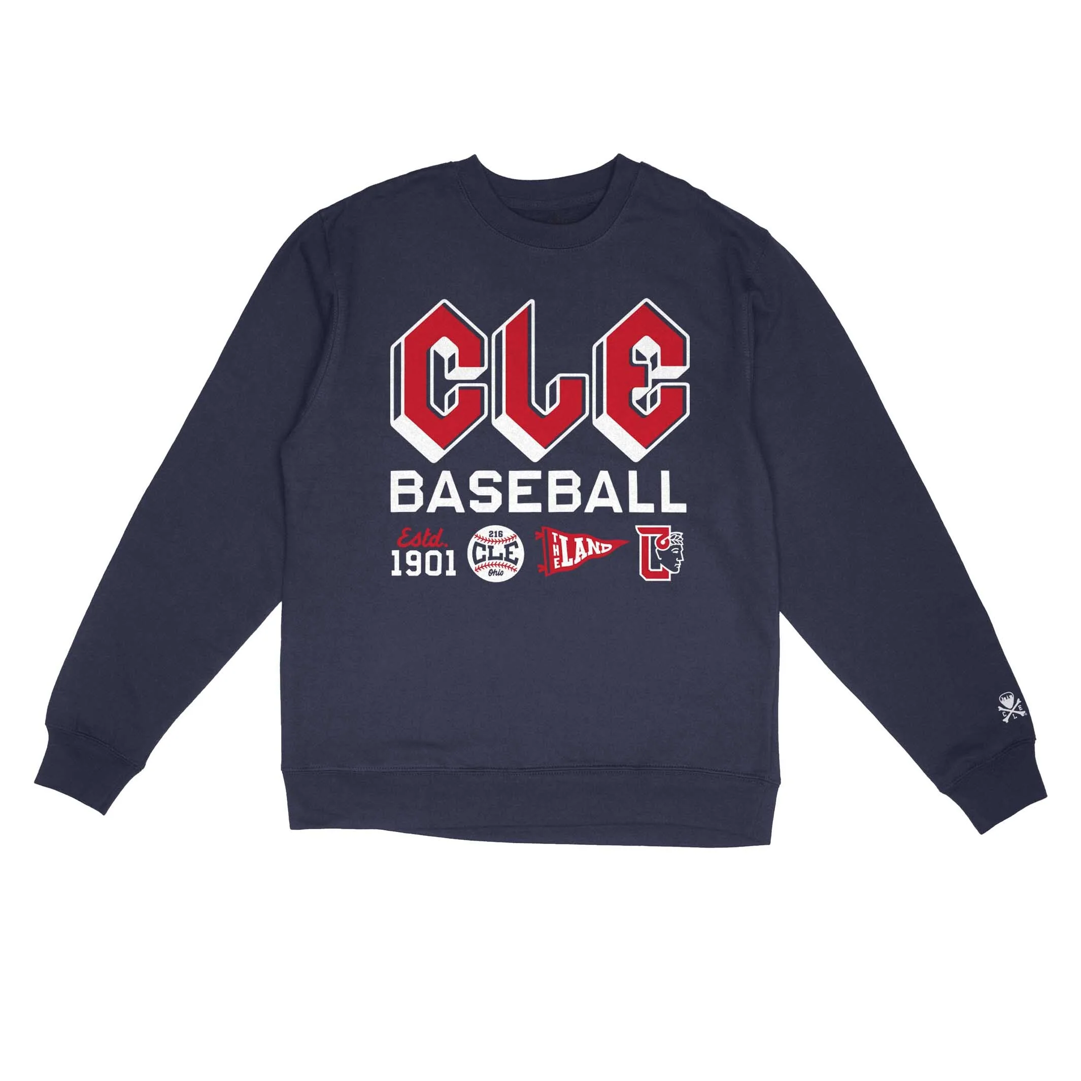 CLE - Cleveland Baseball Icons - Unisex Crewneck Sweatshirt - Image 3