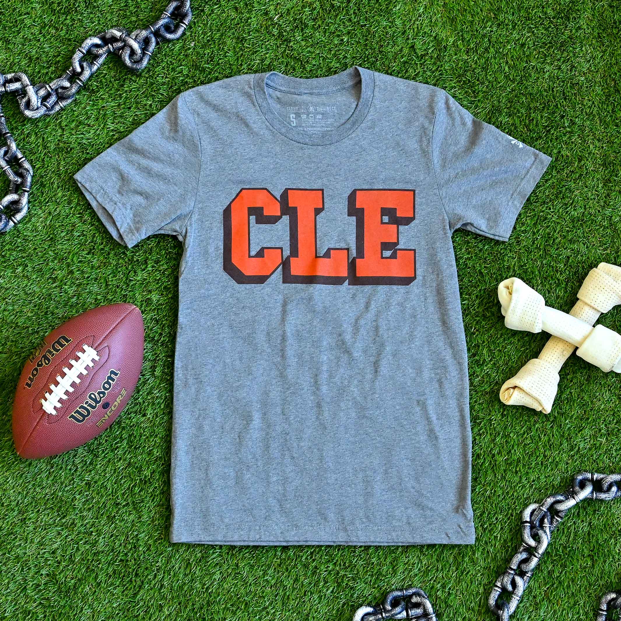 CLE College - Brown/Orange - Mens/Unisex Crew T-Shirt - Image 3