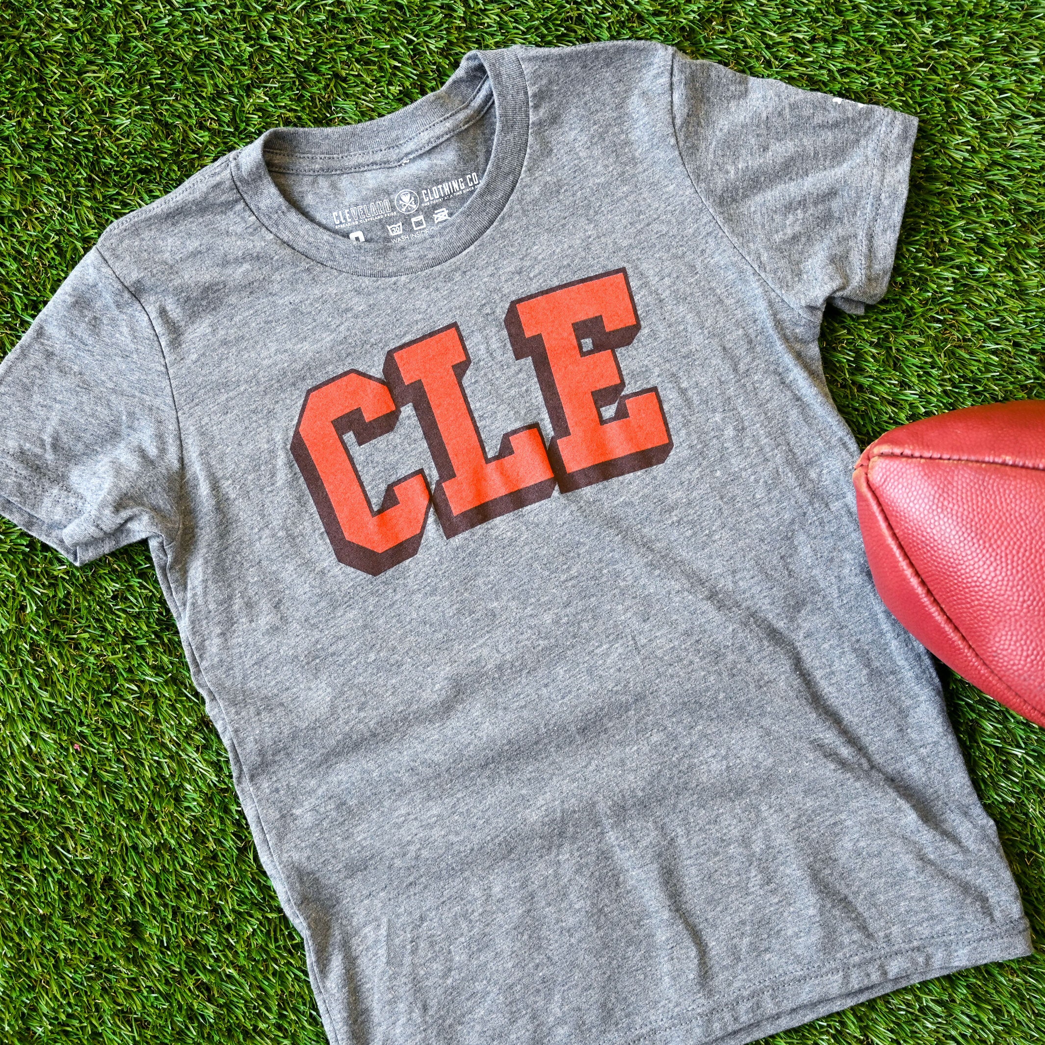 CLE College - Brown/Orange - Youth Crew T-Shirt - Image 2