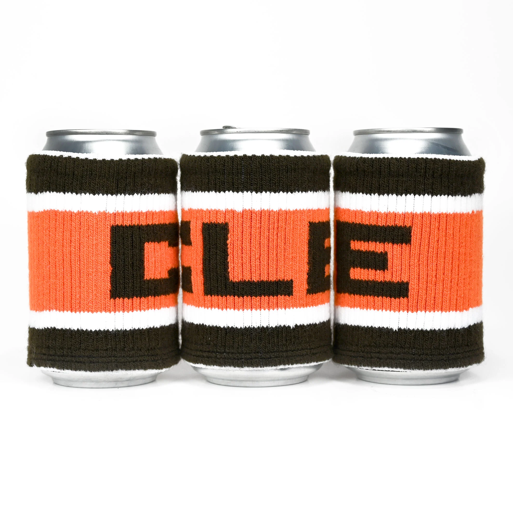 CLE Knit Can Cooler - Brown/Orange - Image 3