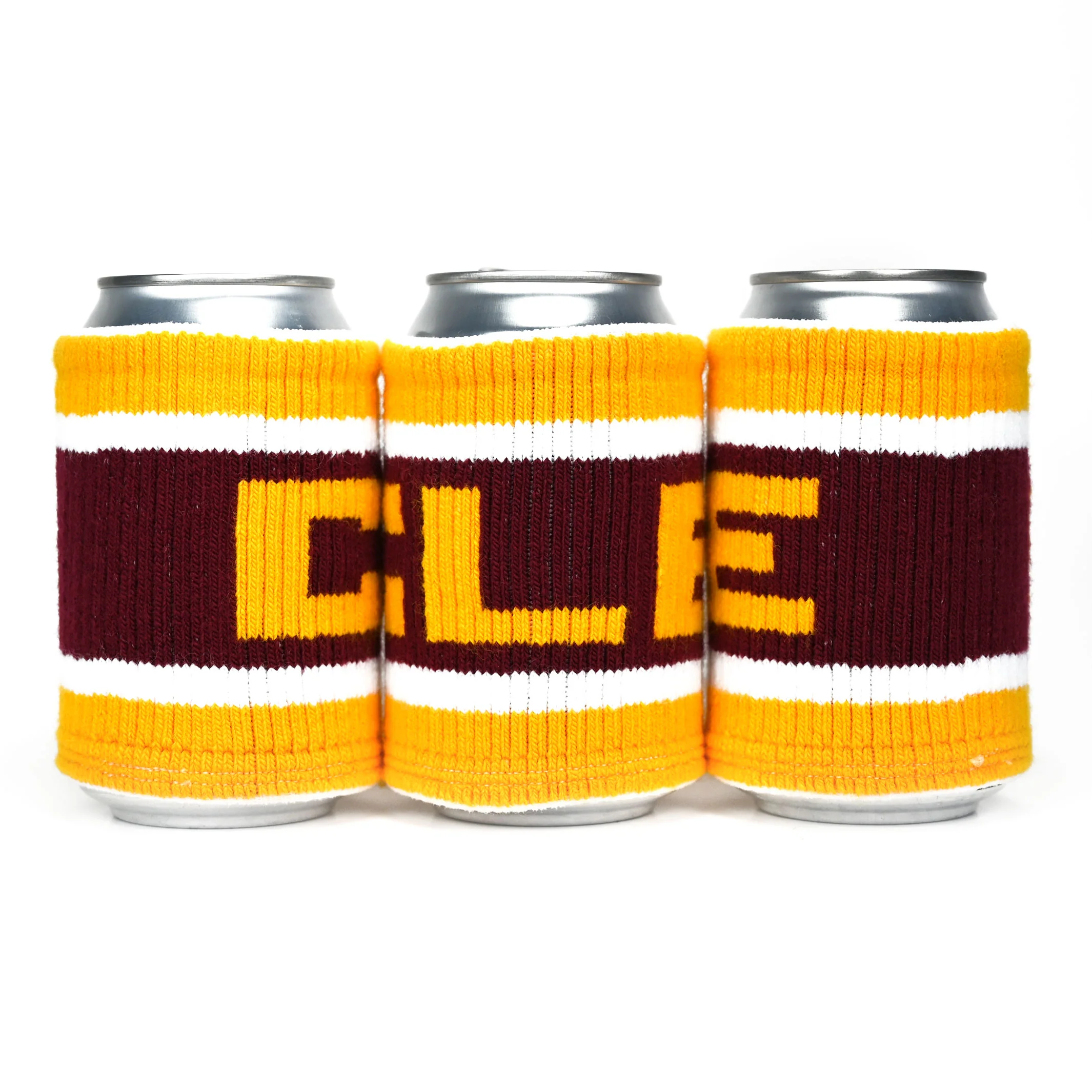 CLE Knit Can Cooler - Wine/Gold - Image 2