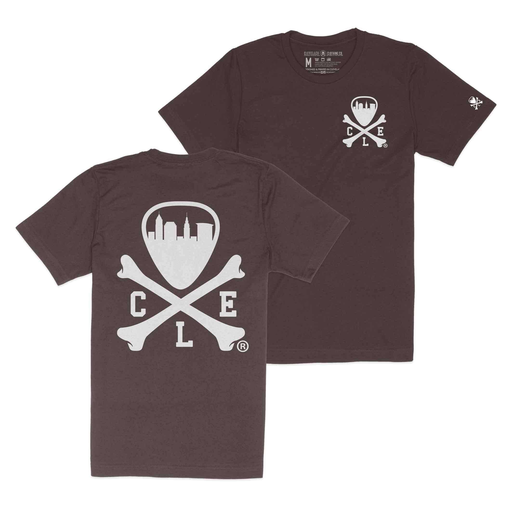 CLE Logo- Mens/Unisex Crew T-Shirt - Solid Brown