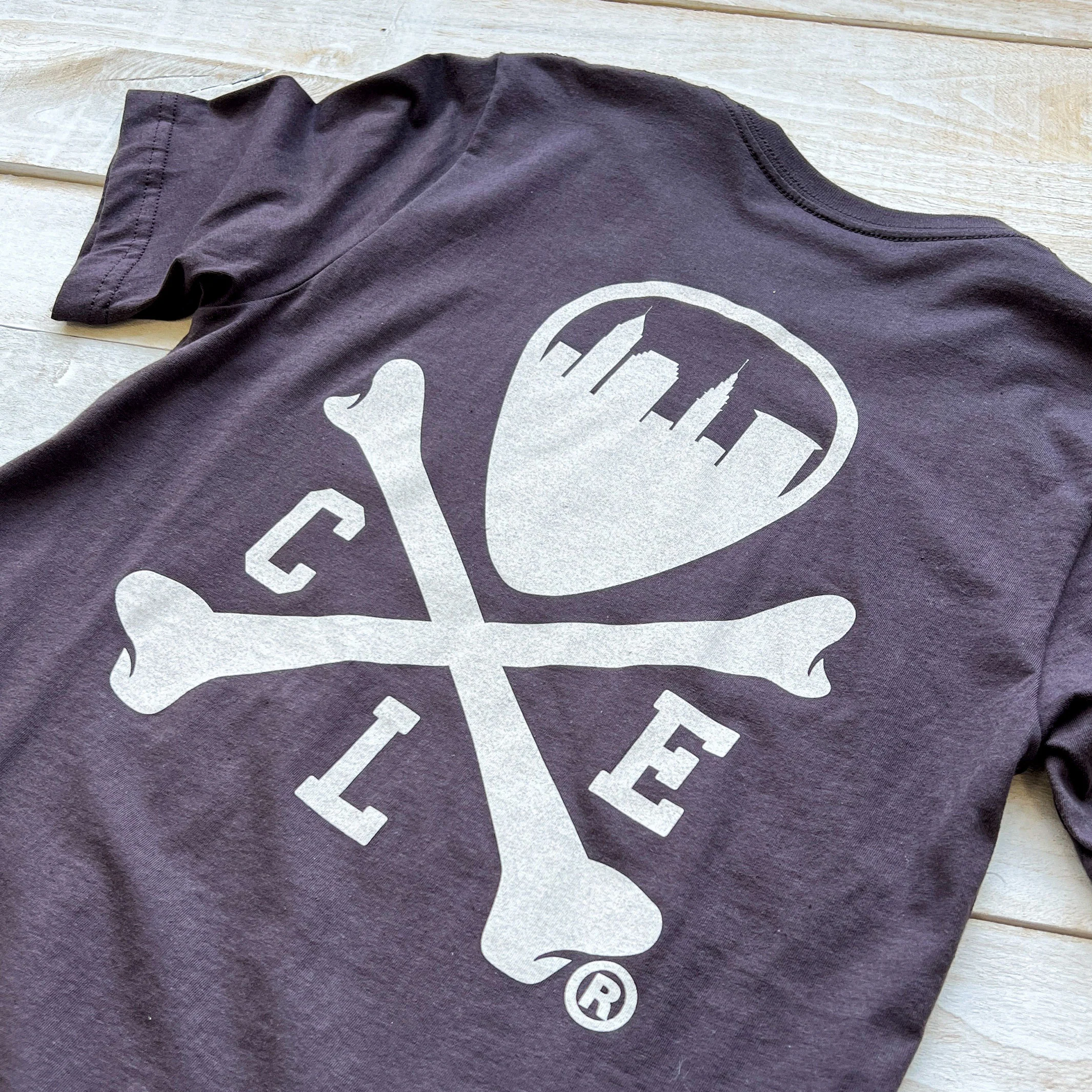 CLE Logo- Mens/Unisex Crew T-Shirt - Solid Brown - Image 2