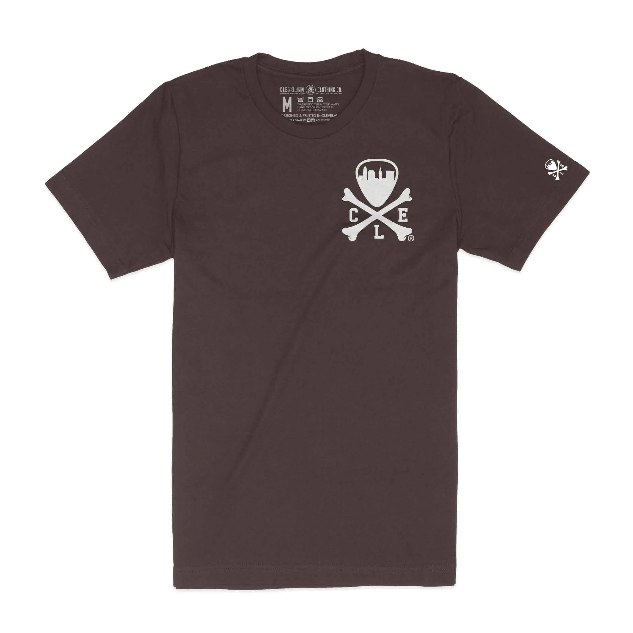 CLE Logo- Mens/Unisex Crew T-Shirt - Solid Brown - Image 3