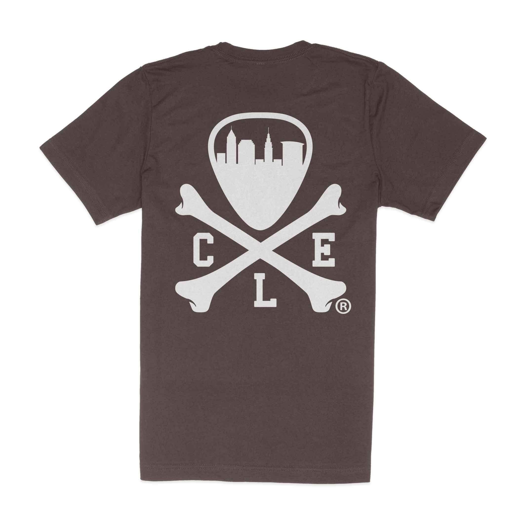CLE Logo- Mens/Unisex Crew T-Shirt - Solid Brown - Image 4