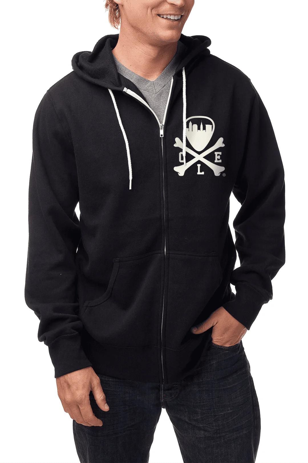 CLE Logo Full-Zip Hoodie - Black - Image 3