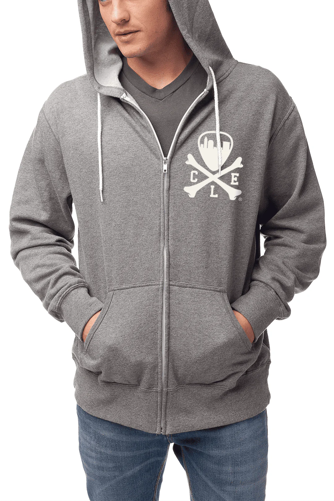 CLE Logo Full-Zip Hoodie - Grey - Image 3