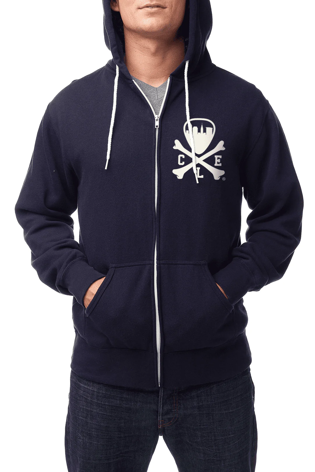 CLE Logo Full-Zip Hoodie - Navy - Image 3