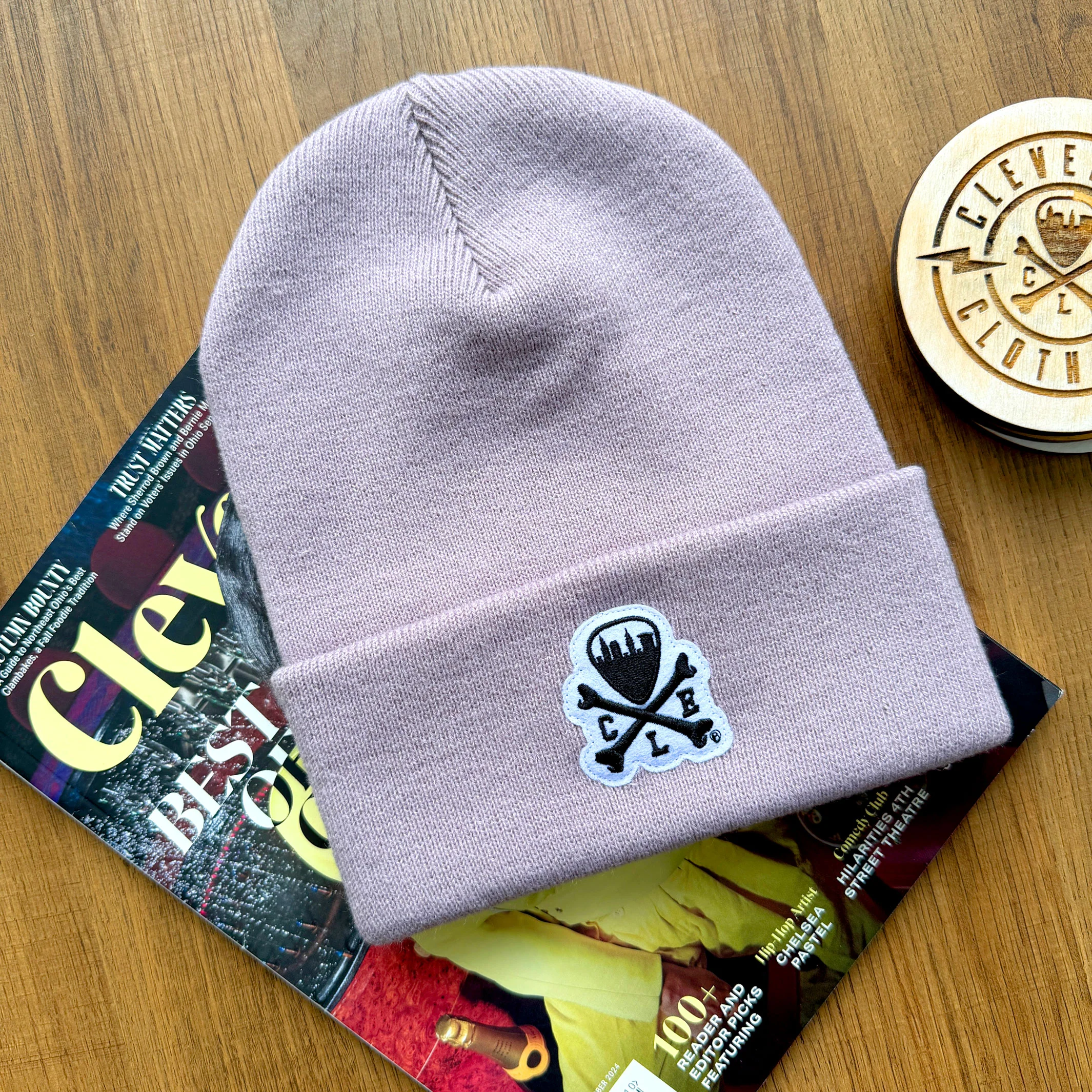 CLE Logo Knit Beanie - Rose - Image 2