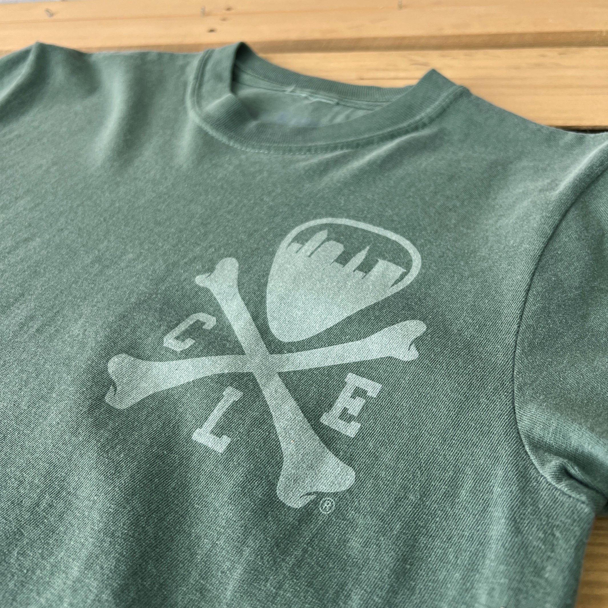 CLE Logo - Mens/Unisex Crew T-shirt - Moss - Image 2
