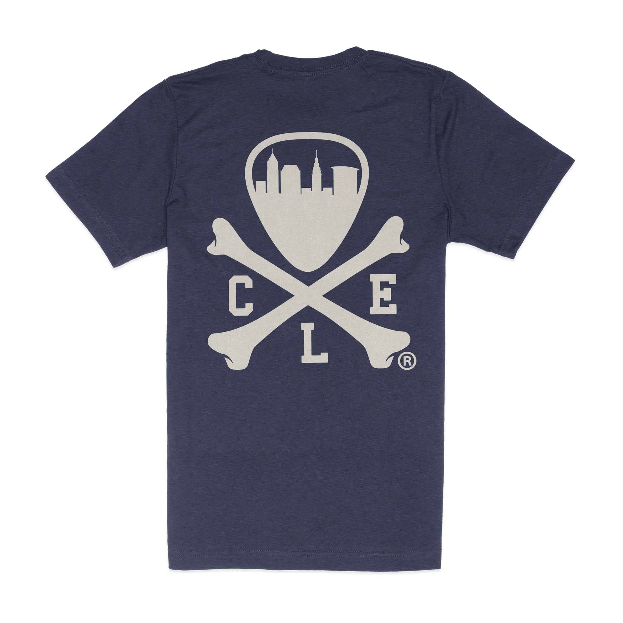 CLE Logo - Mens/Unisex Crew T-Shirt - Heather Navy - Image 3