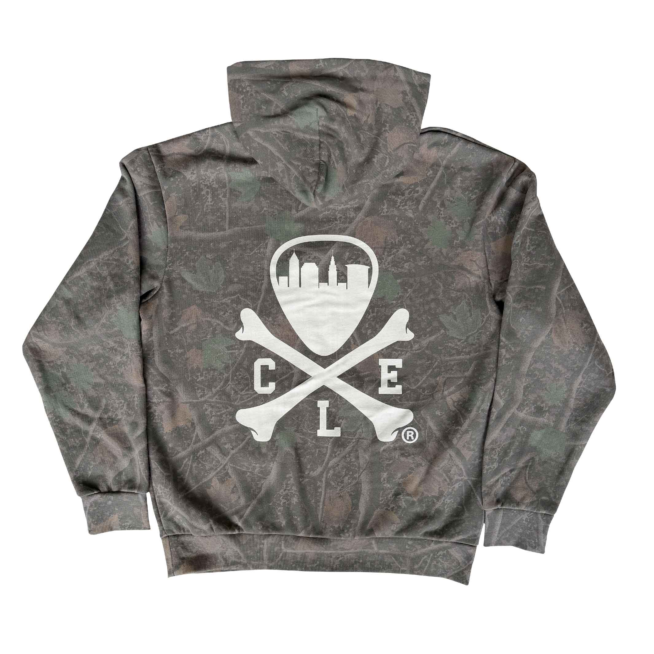CLE Logo  - Unisex Pullover Hoodie - Darkwood Tree Camo - Image 3