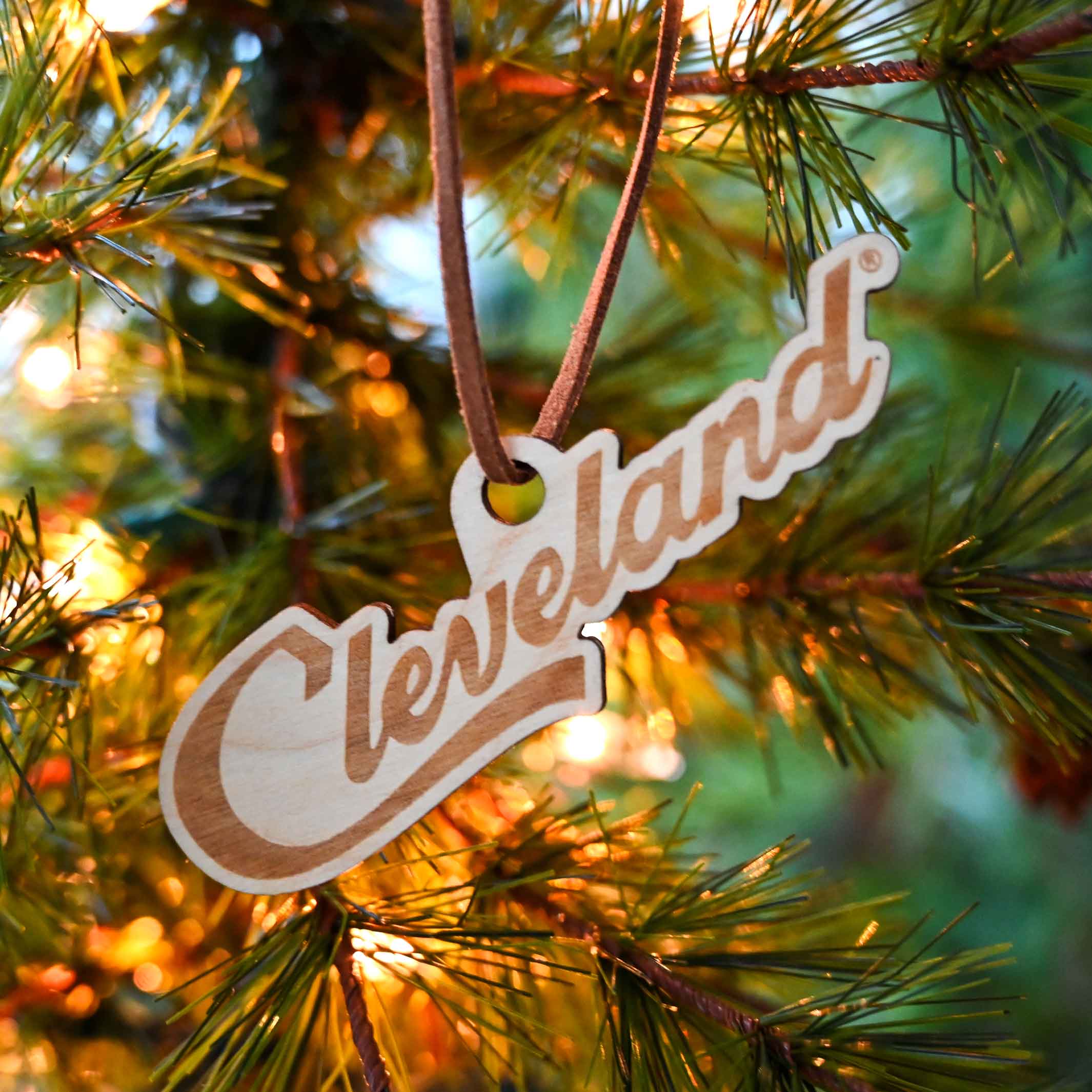 Cleveland Script Wood Ornament - Image 2