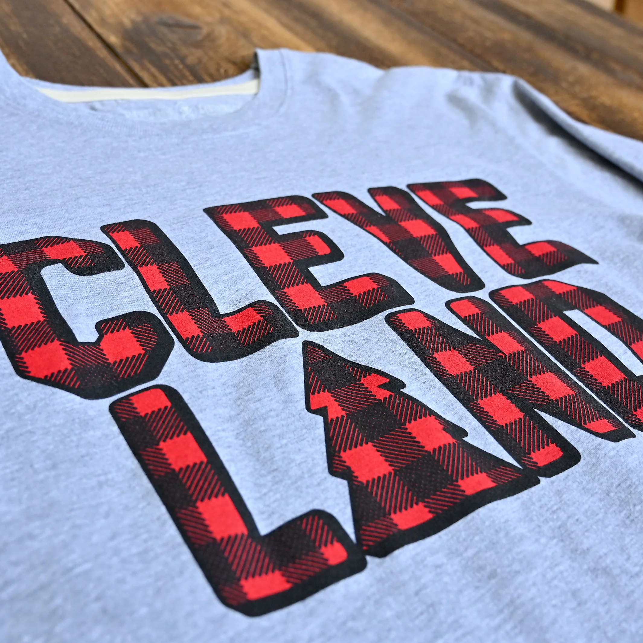 CLEVELAND - Buffalo Plaid - Unisex Crew Long Sleeve T-Shirt - Image 3