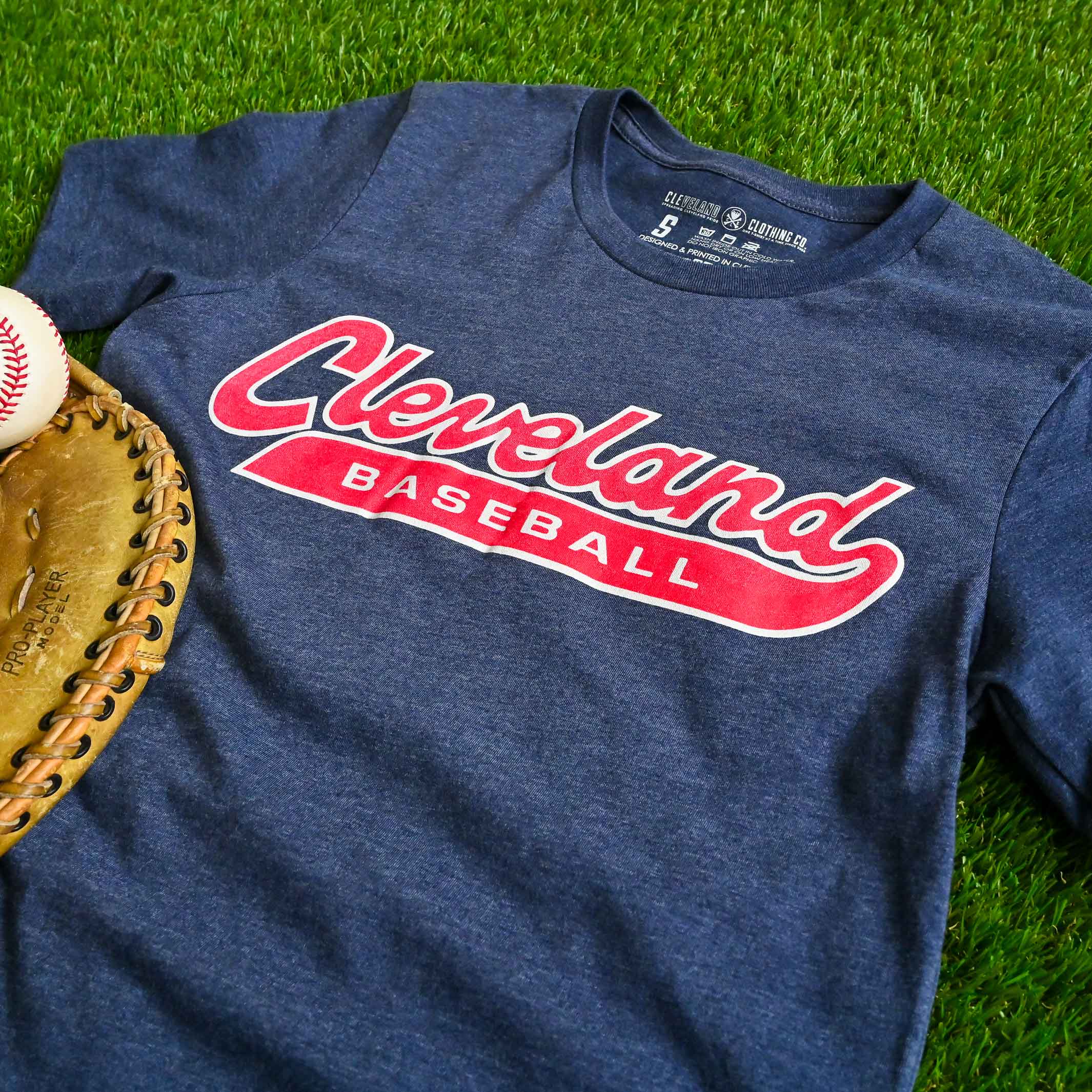 Cleveland Baseball Script - Mens/Unisex Crew T-Shirt - Image 2