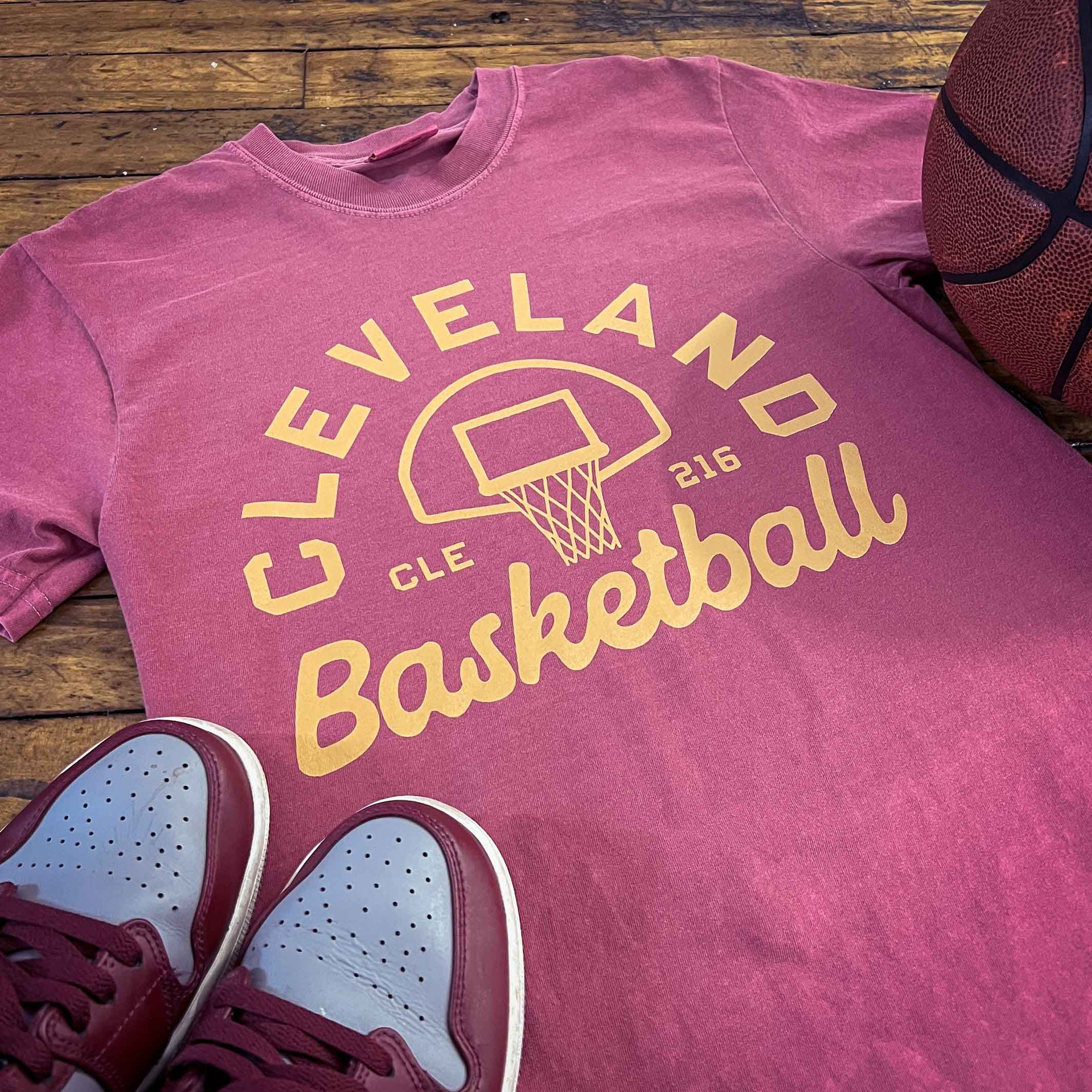 Cleveland Basketball Hoop Script - Mens/Unisex Crew T-shirt - Image 2