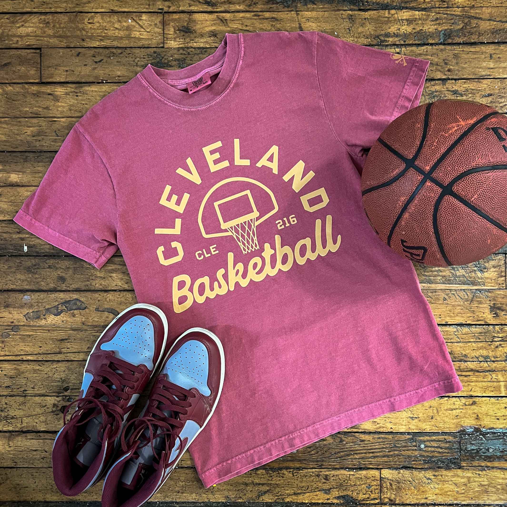 Cleveland Basketball Hoop Script - Mens/Unisex Crew T-shirt - Image 3