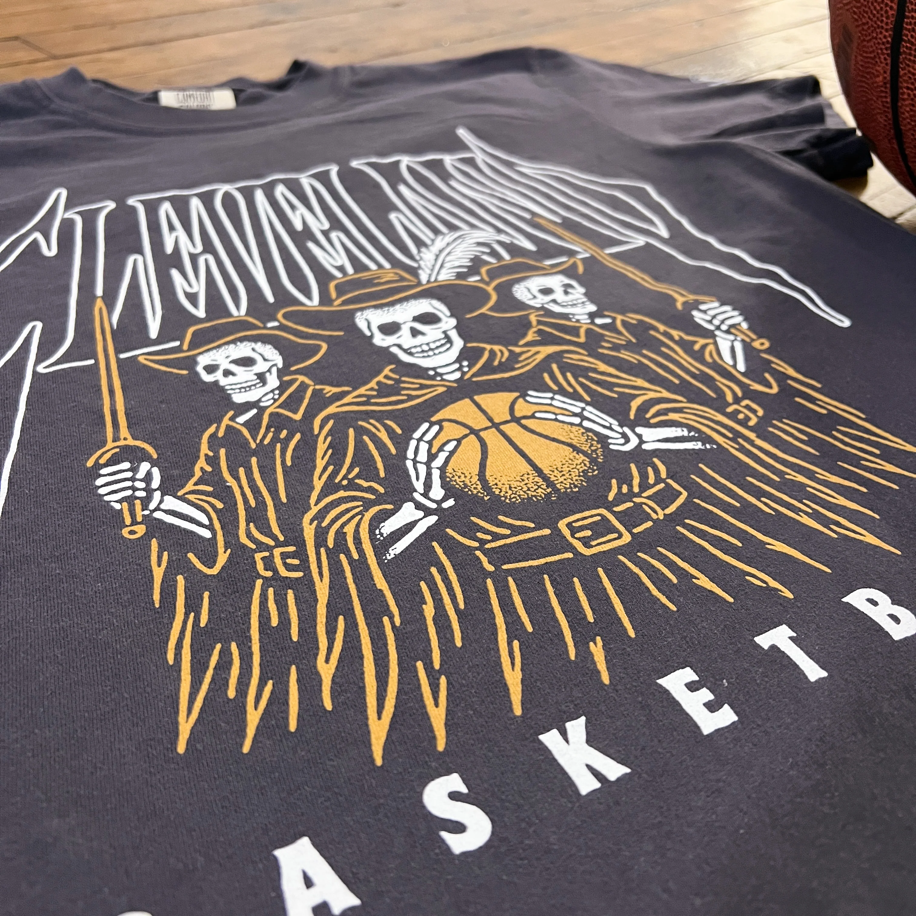 Cleveland Basketball Skeletons - Mens/Unisex Crew T-Shirt - Image 2