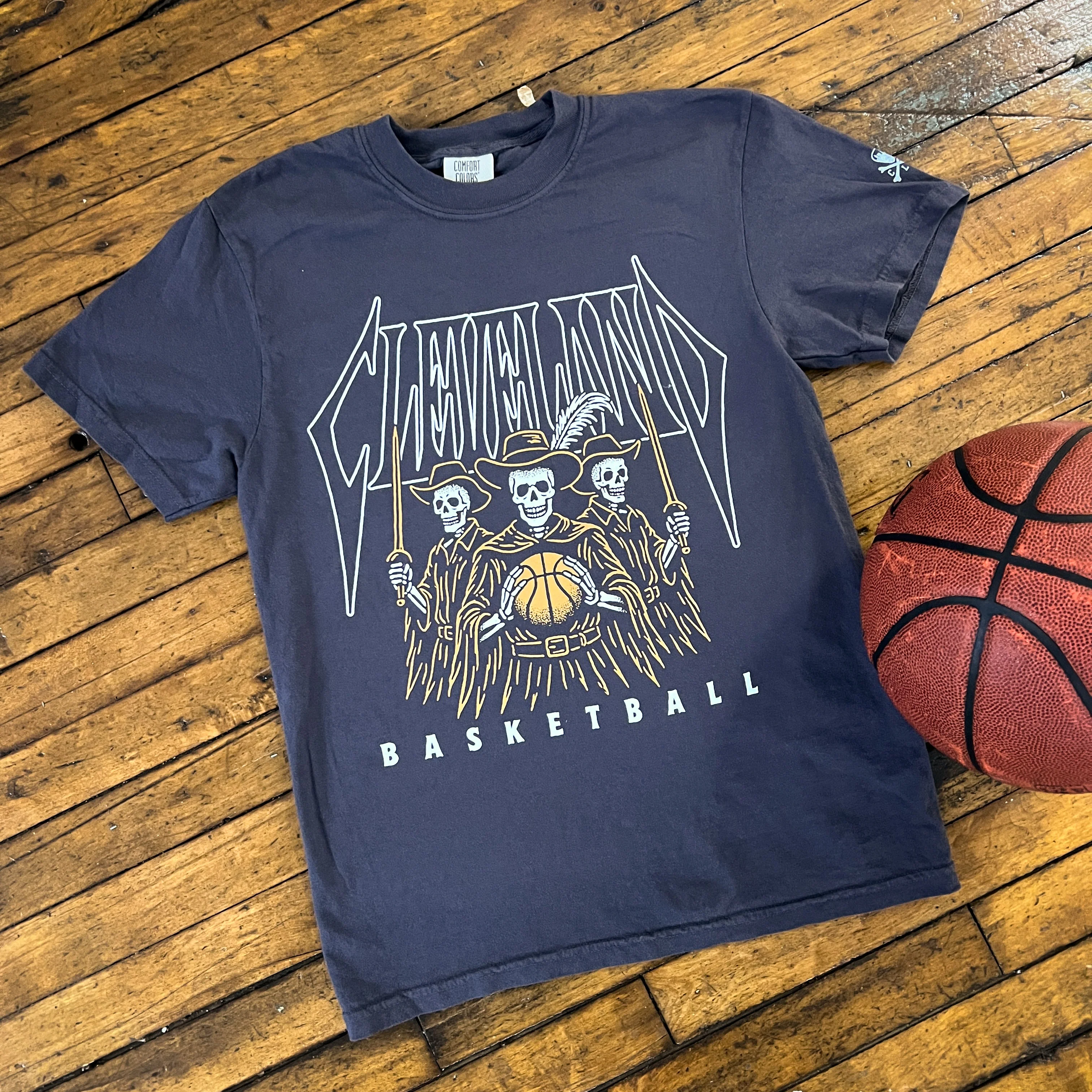 Cleveland Basketball Skeletons - Mens/Unisex Crew T-Shirt - Image 3