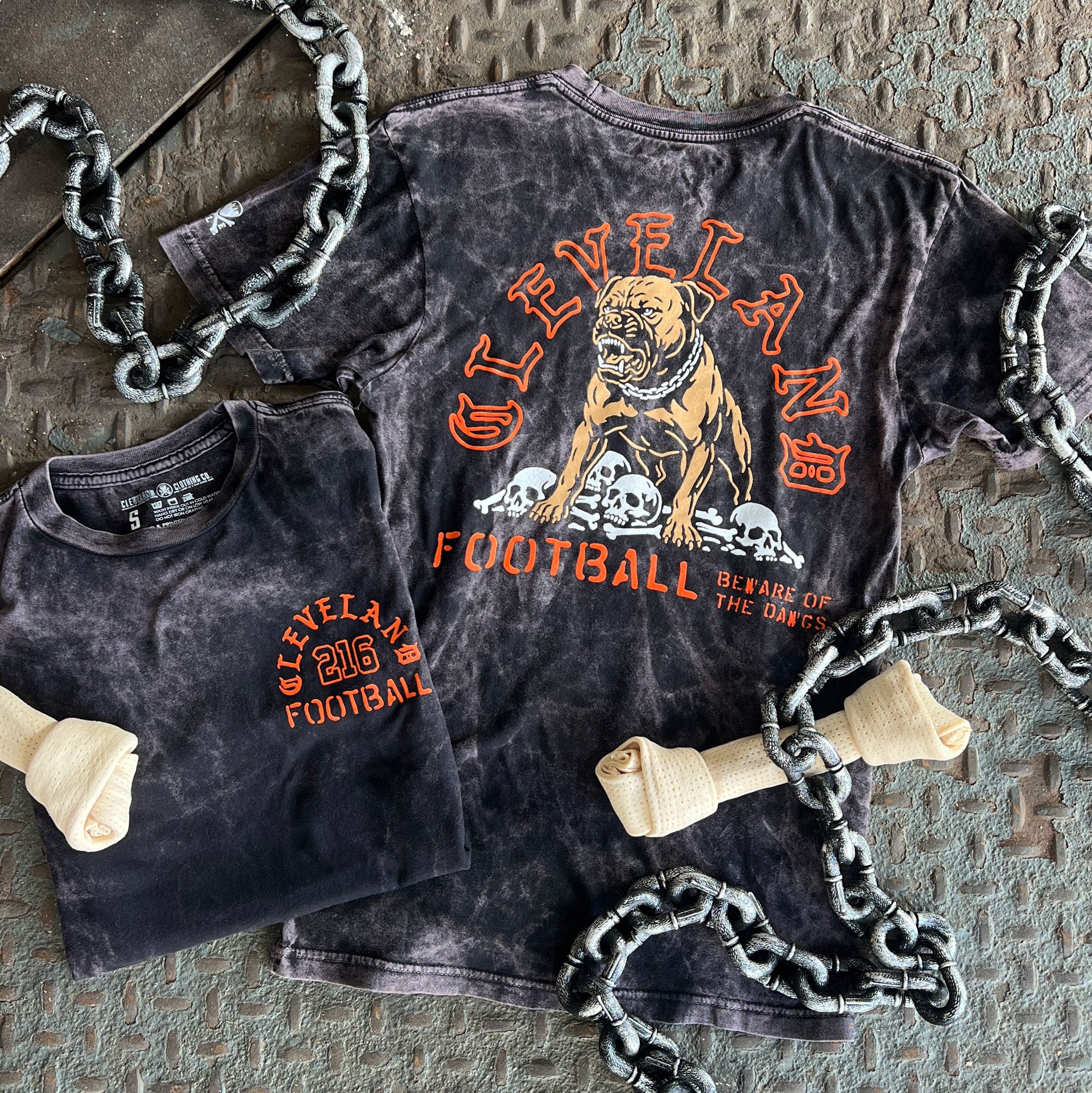 Cleveland Football - Beware Of The Dawgs - Mens/Unisex Crew T-Shirt - Image 2