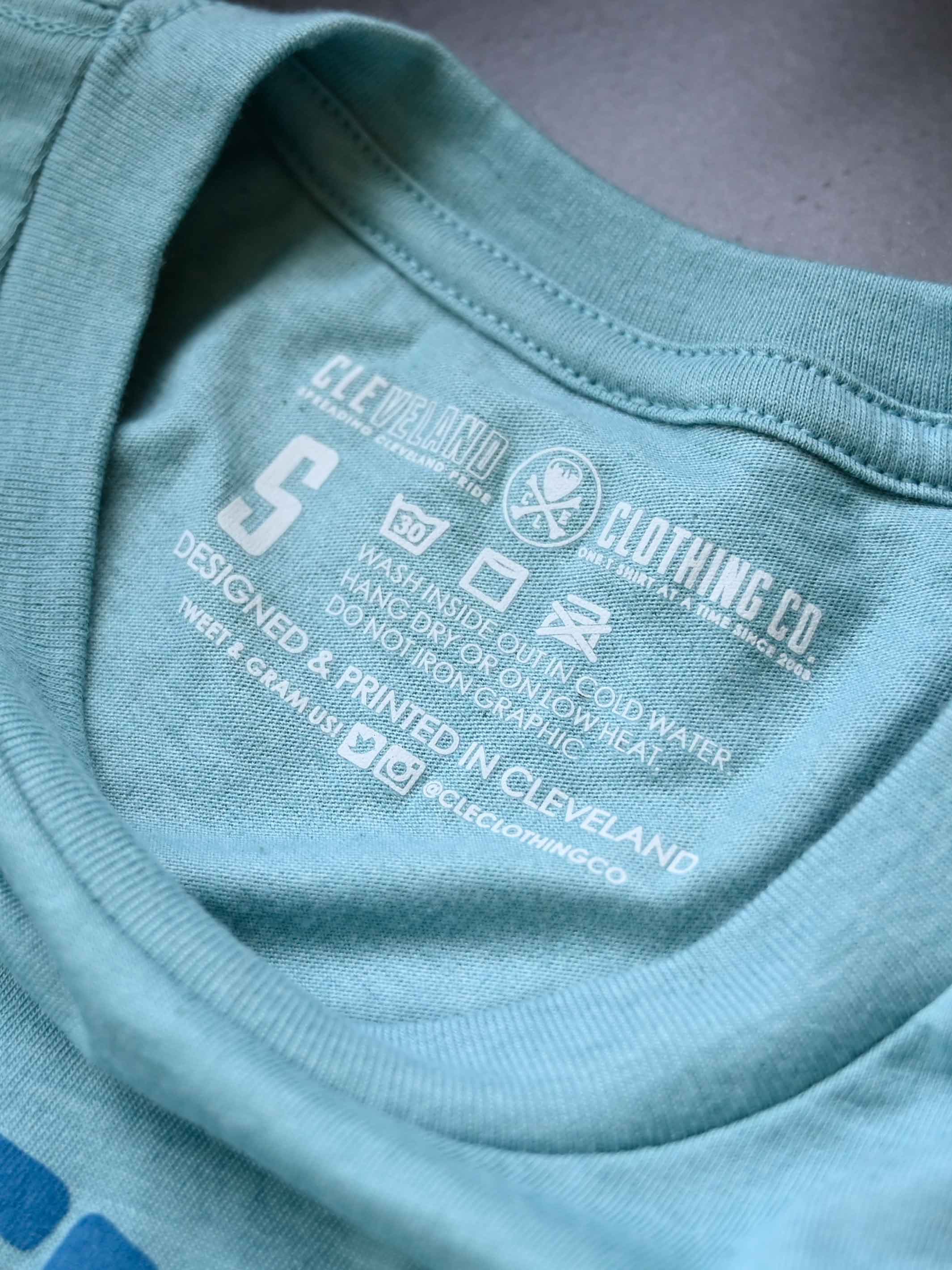 Cleveland Happy Face, Heather Blue Lagoon Youth T-Shirt - Image 4