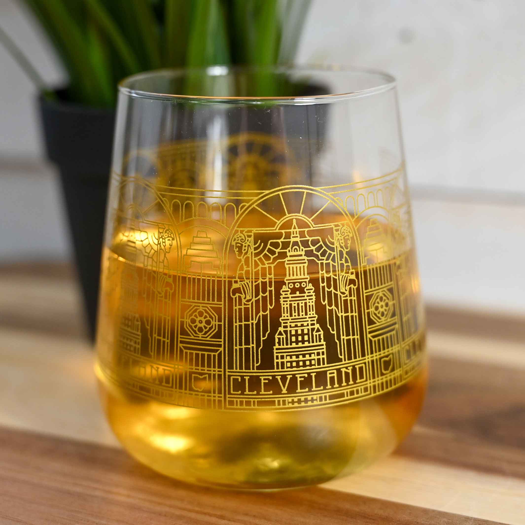Cleveland Landmarks Stained Glass Wine Glass – 13.5 oz - Image 2
