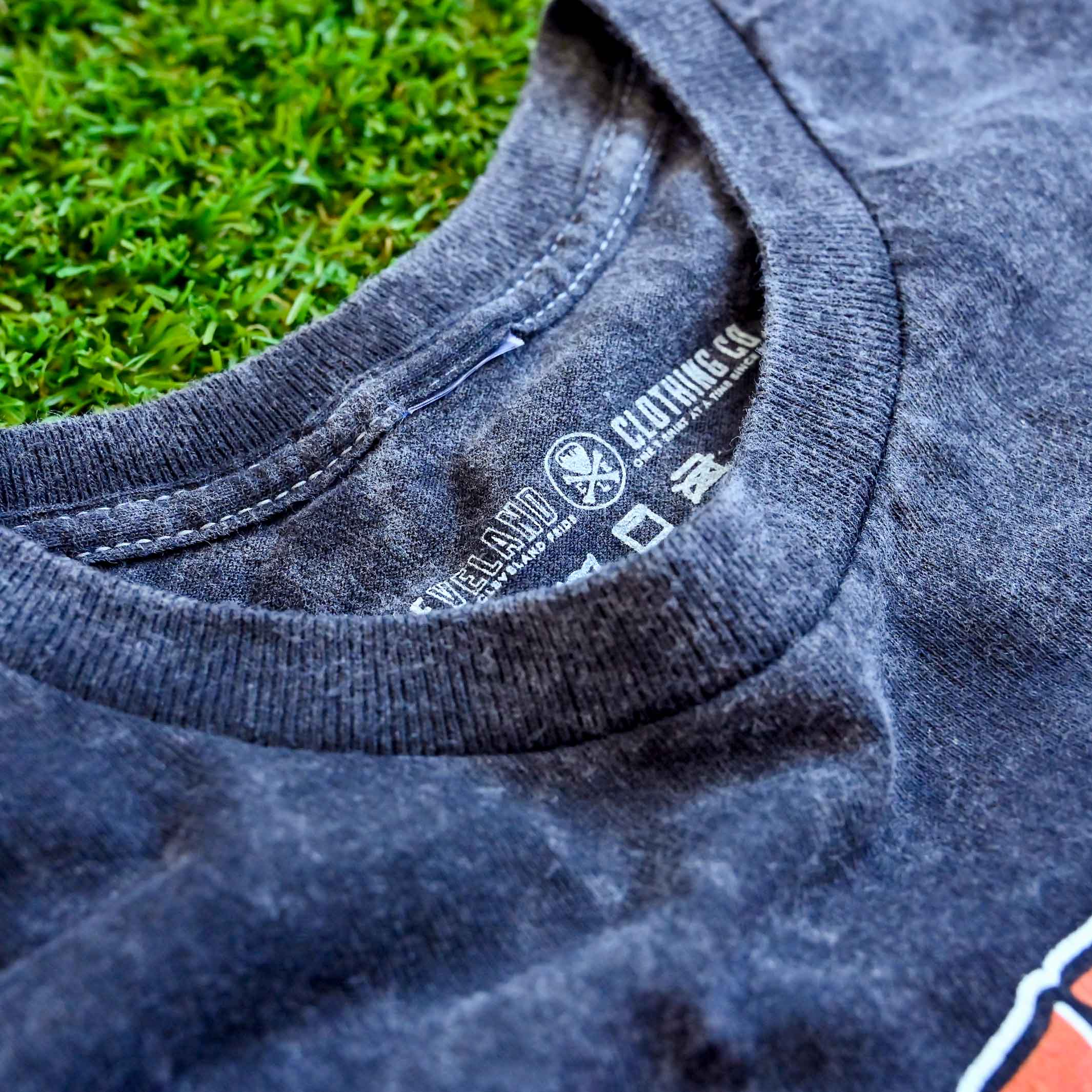 Cleveland Lightning Helmet Unisex Crew T-Shirt – Black Mineral Wash - Image 3
