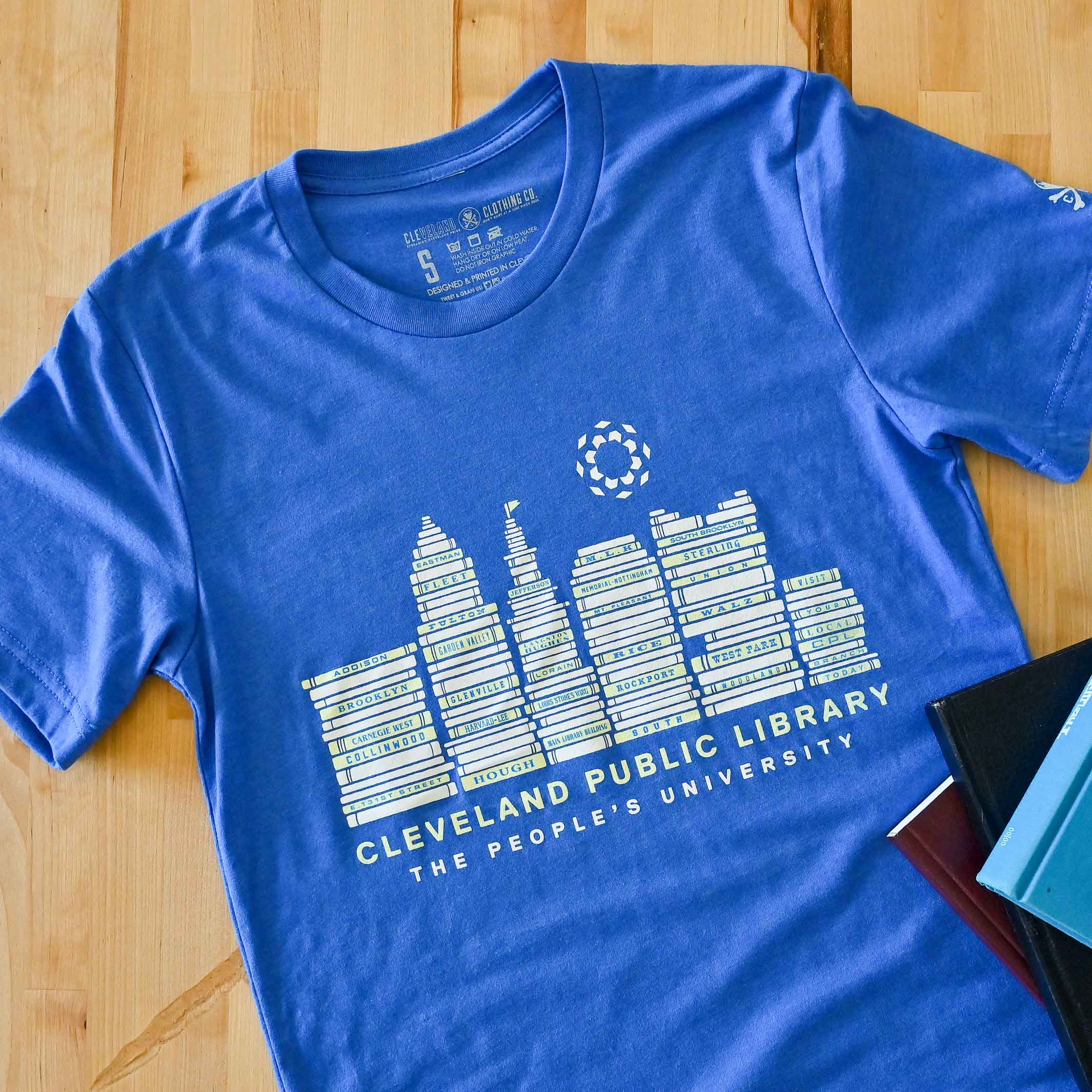 Cleveland Public Library Skyline - Mens/Unisex Crew T-Shirt - Image 2
