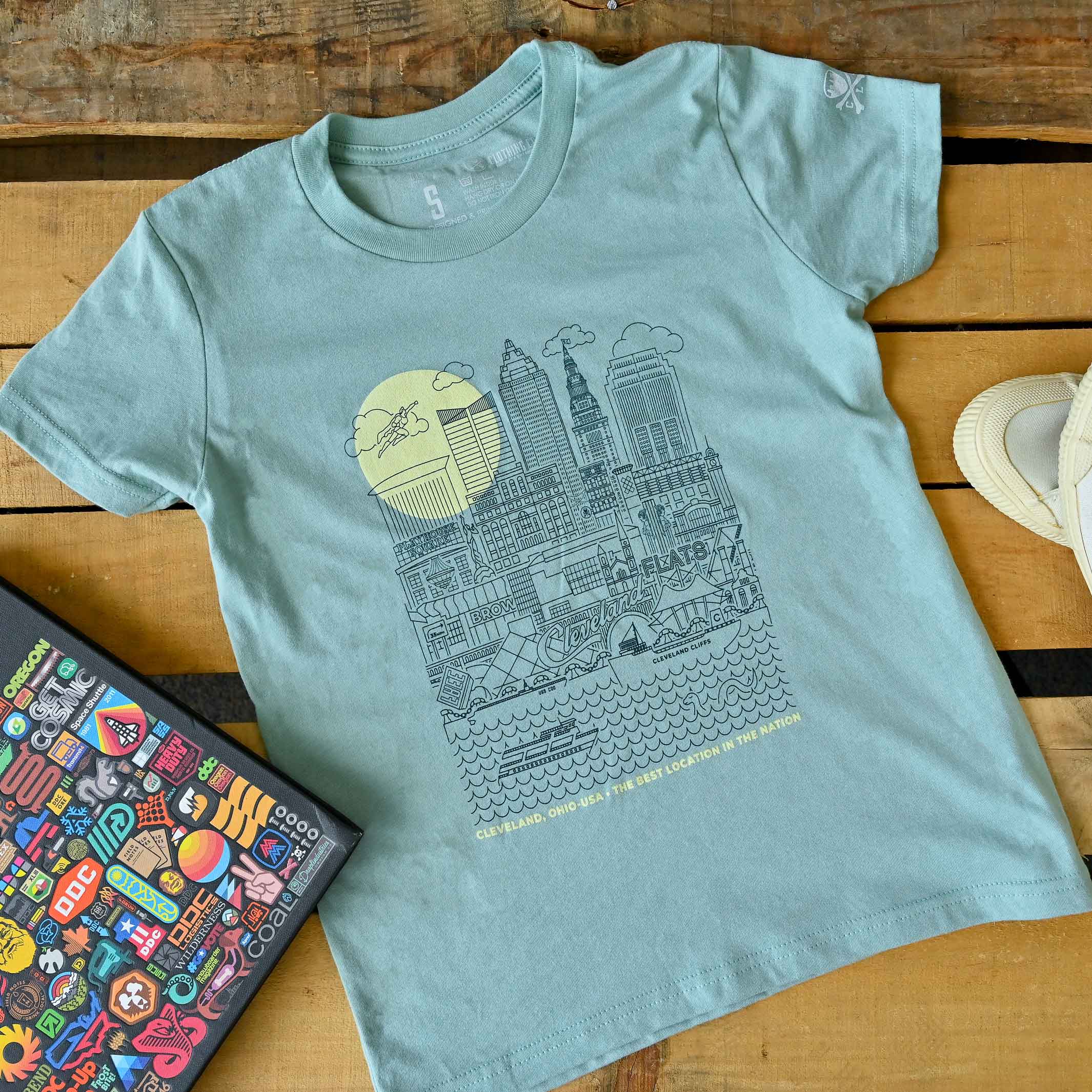 Cleveland Skyline Icons - Youth Crew T-shirt - Image 2