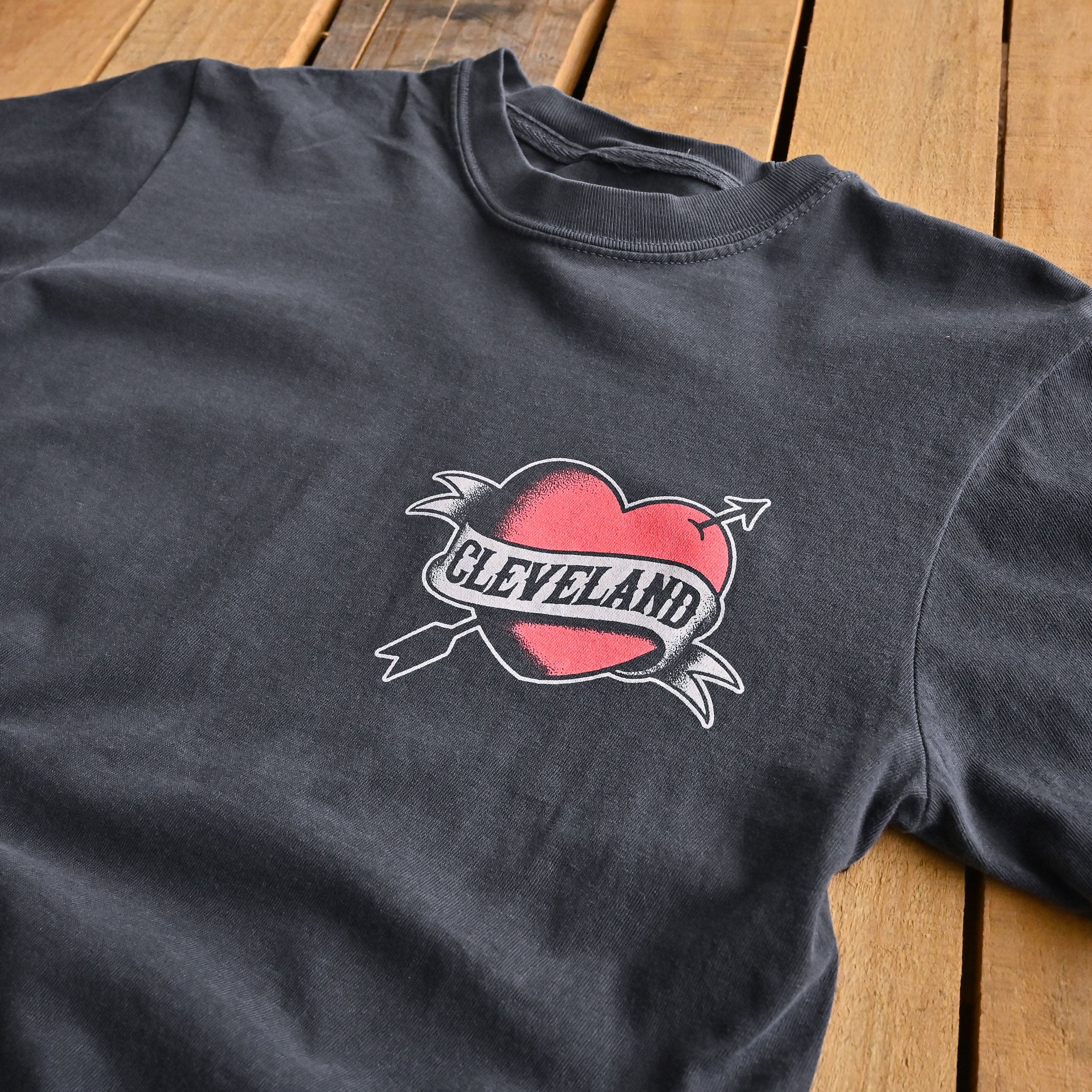 Cleveland Tattoo Heart -  Mens/Unisex Crew T-Shirt - Image 2