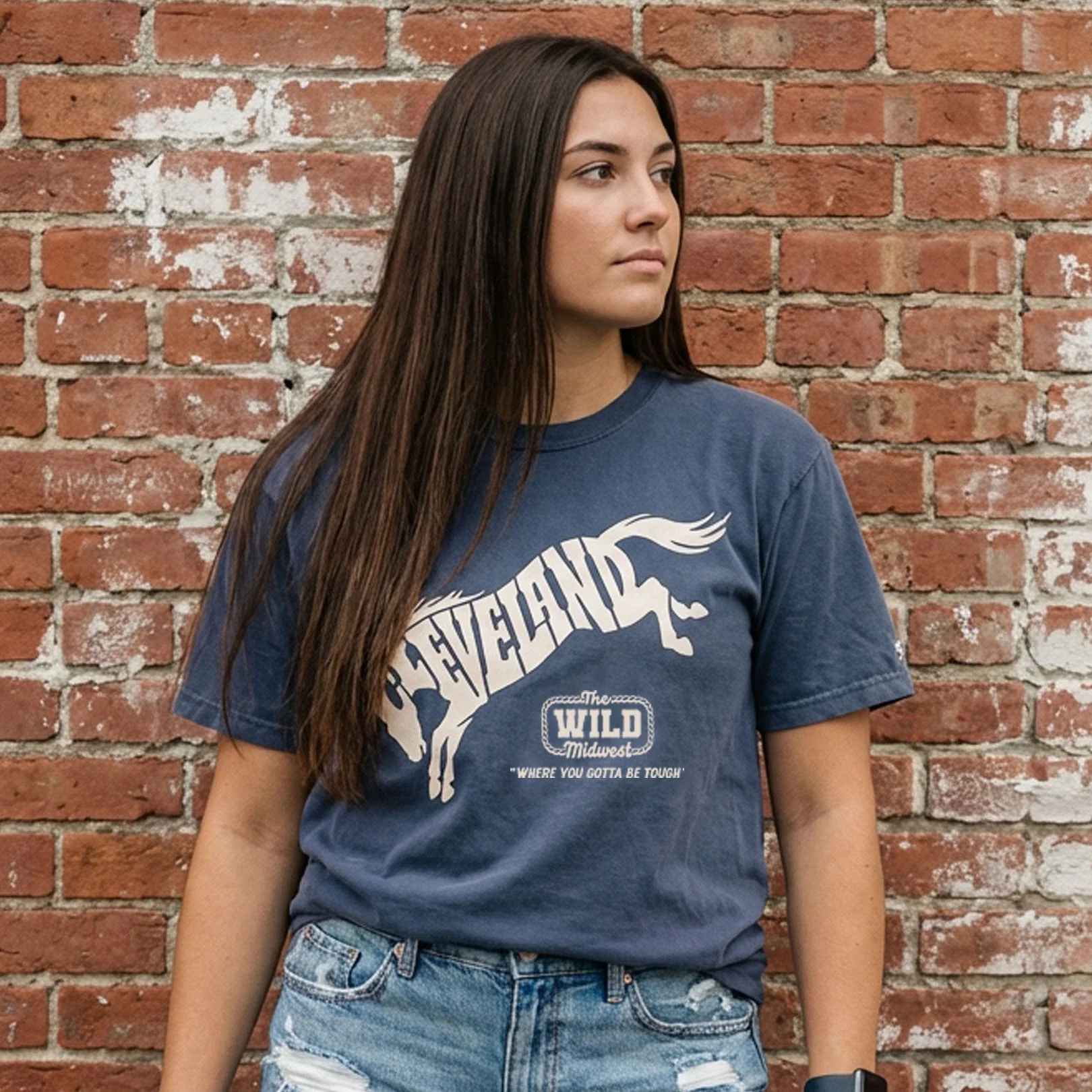 Cleveland Wild Midwest Bronco - Mens/Unisex Crew T-shirt - Image 3