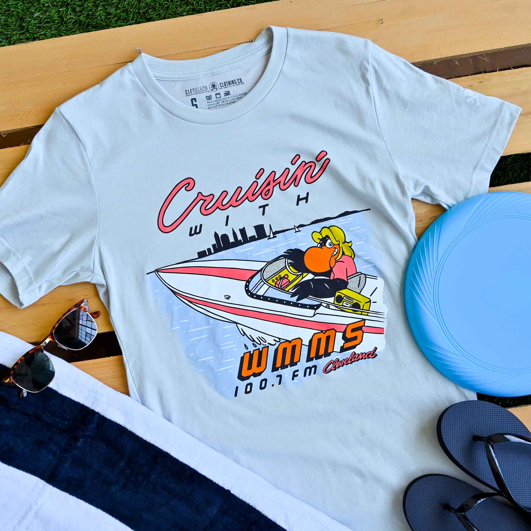 WMMS 100.7 FM Cruisin' with the Buzzard - Mens/Unisex Crew T-Shirt *Officially Licensed - Image 2