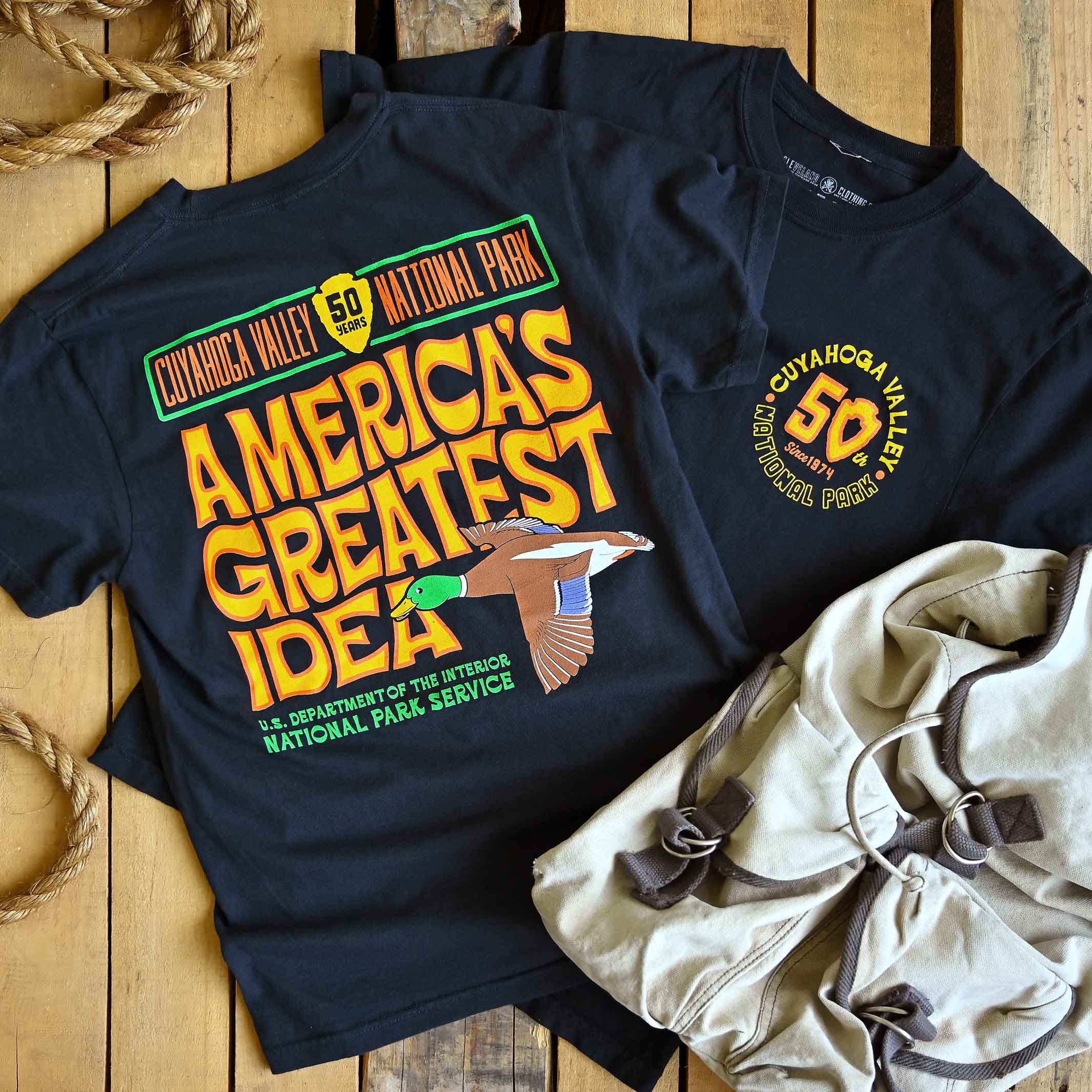 Cuyahoga Valley National Park - CVNP 50th Anniversary - America's Greatest Idea - Unisex/Mens Crew T-shirt - Image 3