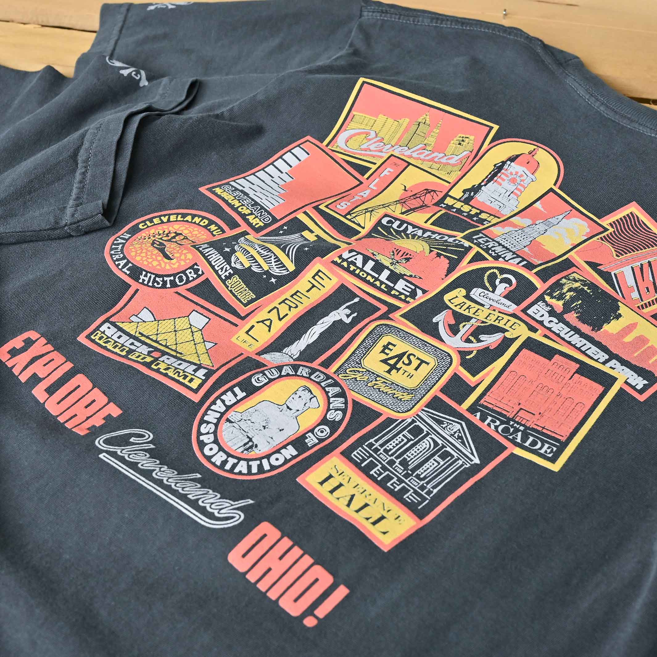 Explore Cleveland Landmarks - Unisex/Mens Crew T-shirt - Image 4
