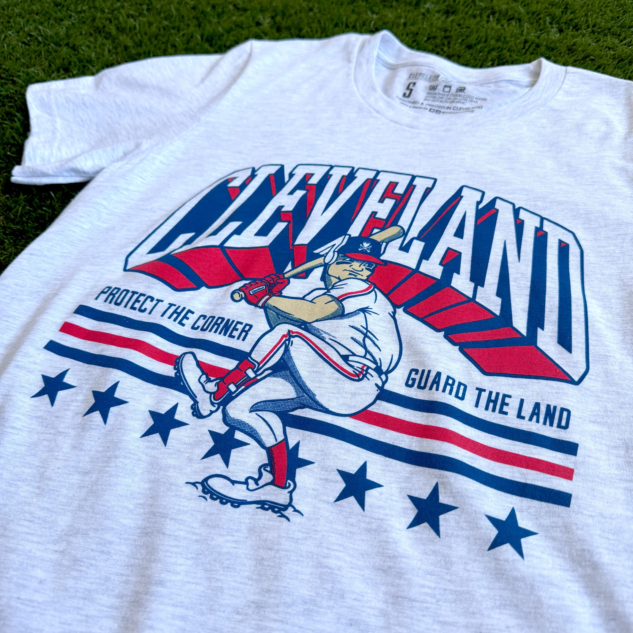 Guardian At The Plate - Cleveland Baseball - Mens/Unisex Crew T-Shirt - Image 2