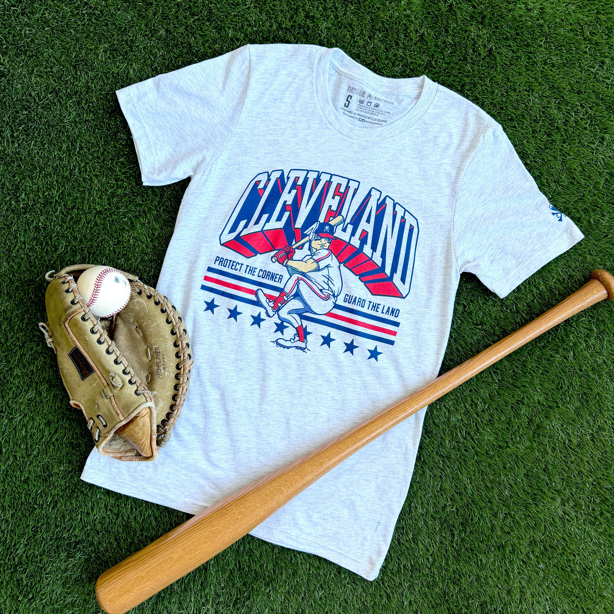 Guardian At The Plate - Cleveland Baseball - Mens/Unisex Crew T-Shirt - Image 3