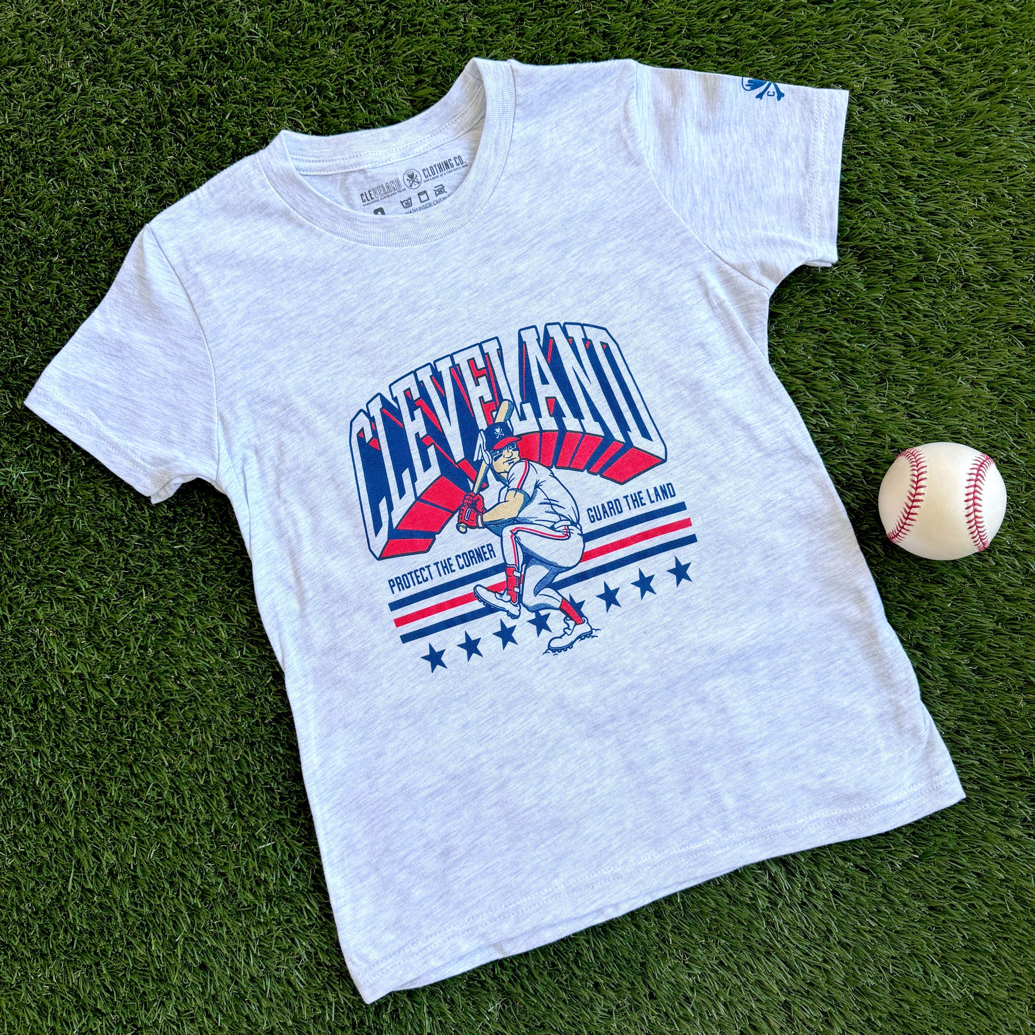 Guardian At The Plate - Cleveland Baseball - Youth Crew T-shirt - Image 2