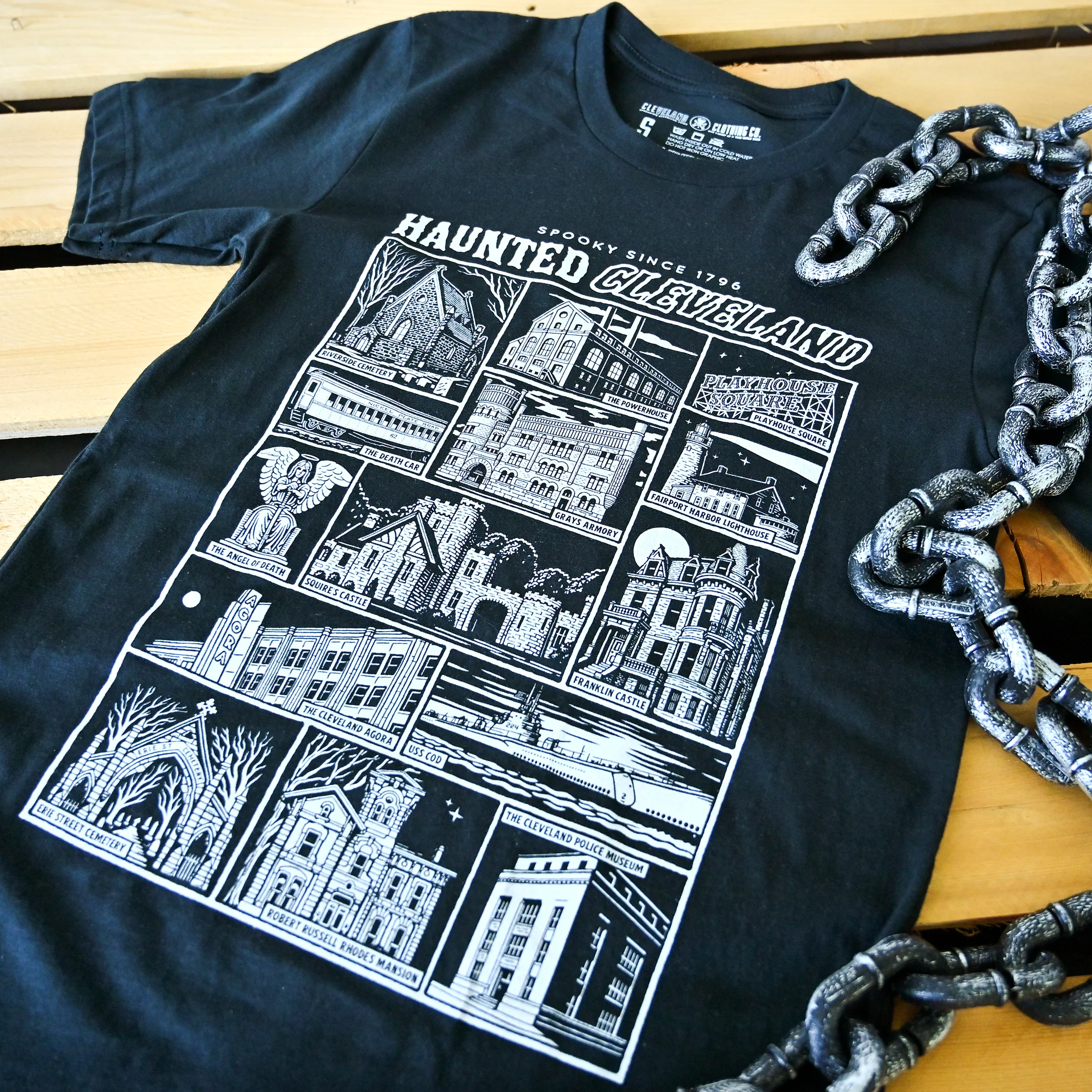 Haunted Cleveland - Mens/Unisex Crew T-shirt - Image 6