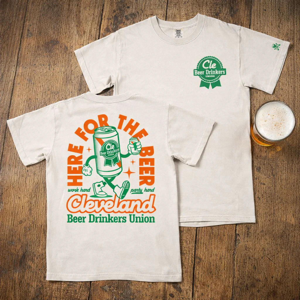 Here For The Beer, St. Patricks Day - Mens/Unisex Crew T-Shirt - Image 3