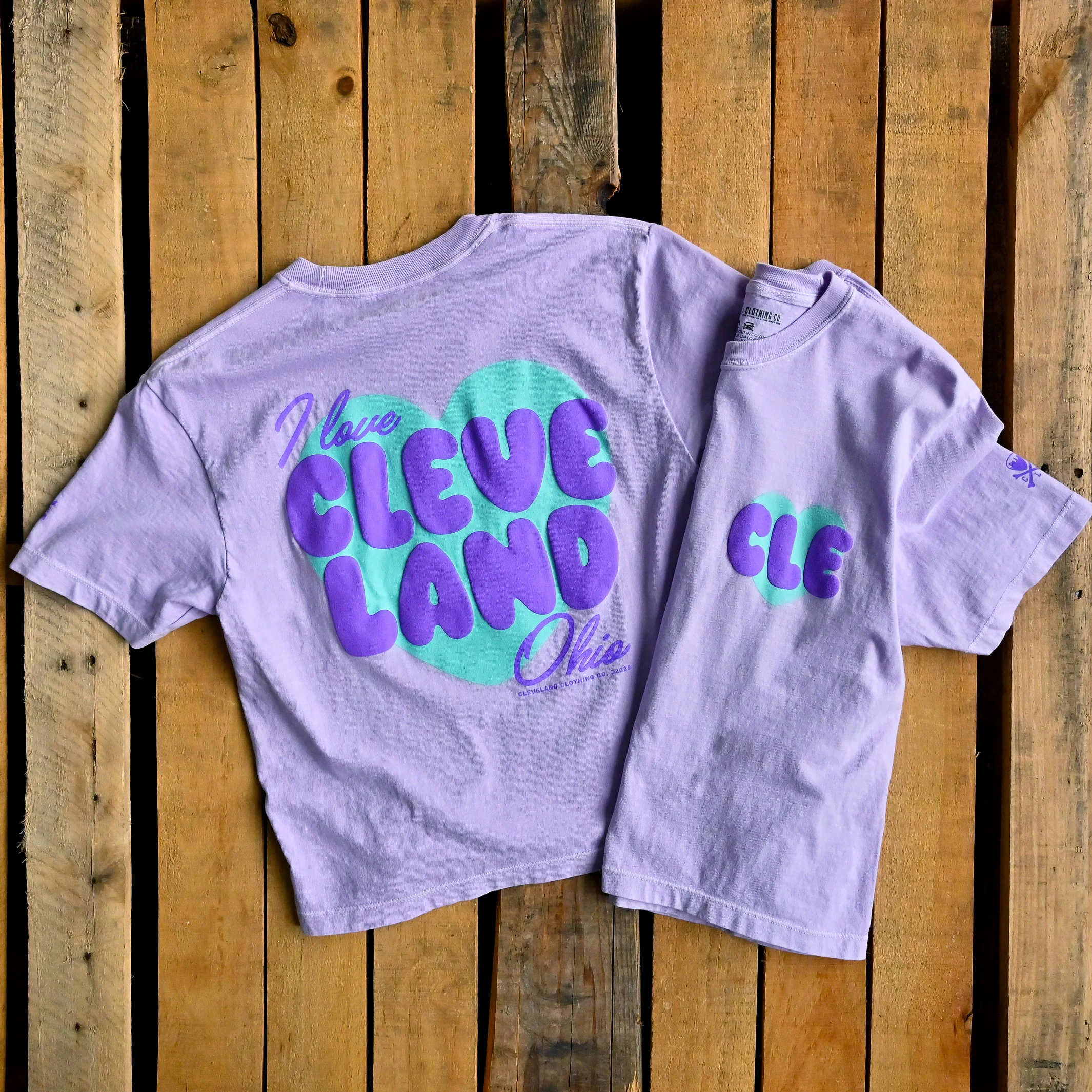 I Love Cleveland Heart - Women's Boxy Crop Crew T-Shirt - Orchid - Image 3