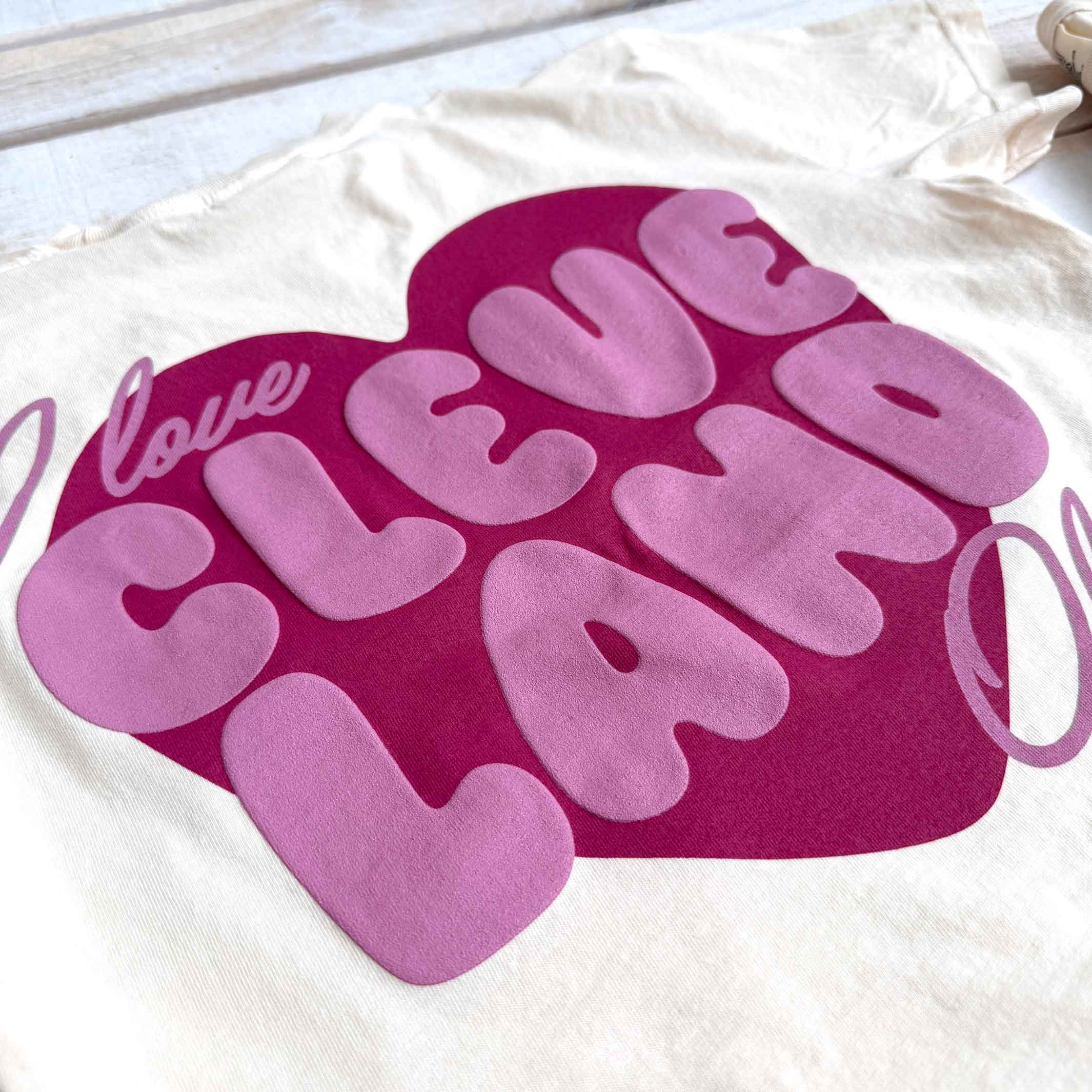 I Love Cleveland Heart - Womens Boxy Crop Crew T-Shirt - Ivory - Image 2