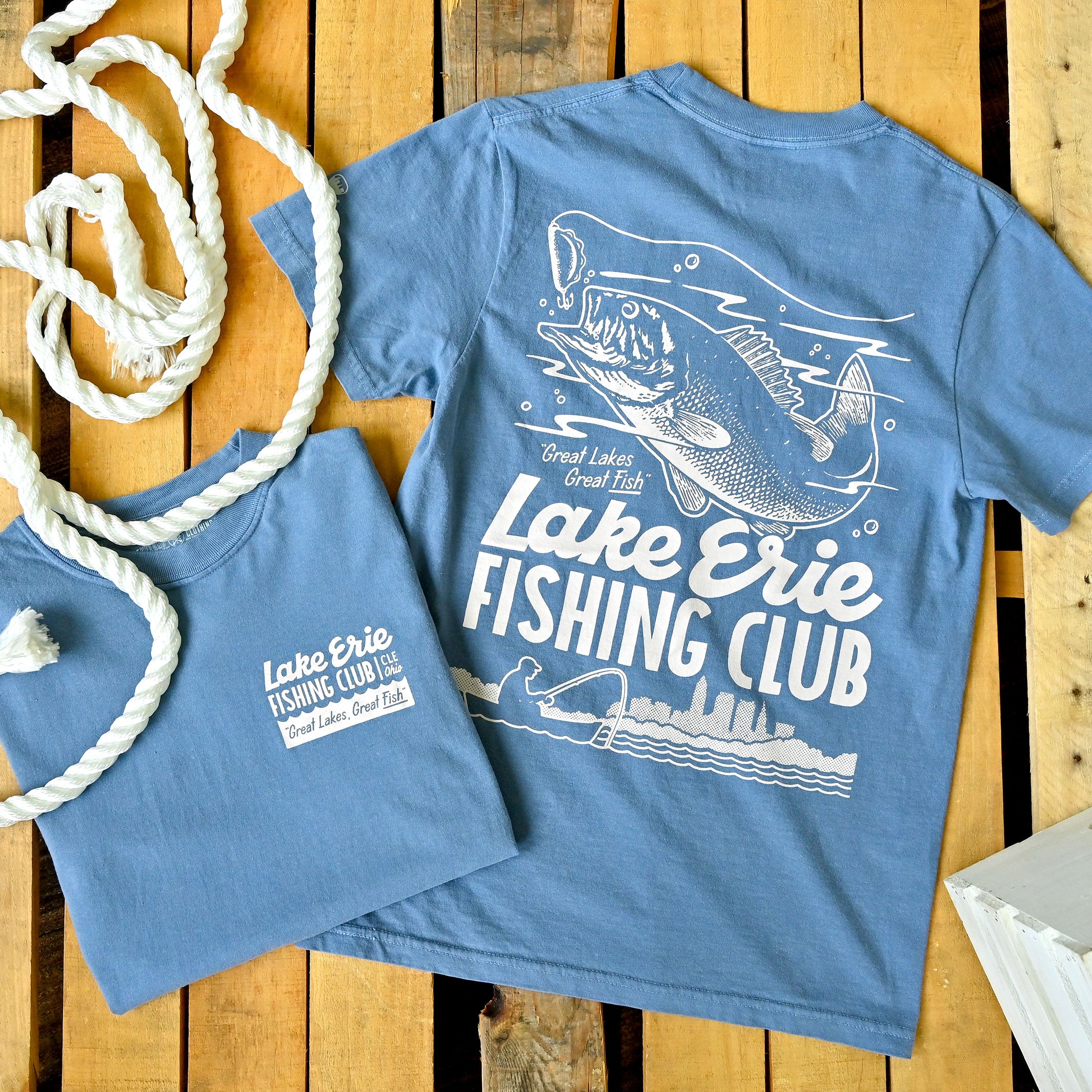 Lake Erie Fishing Club - Mens/Unisex Crew T-Shirt - Image 3