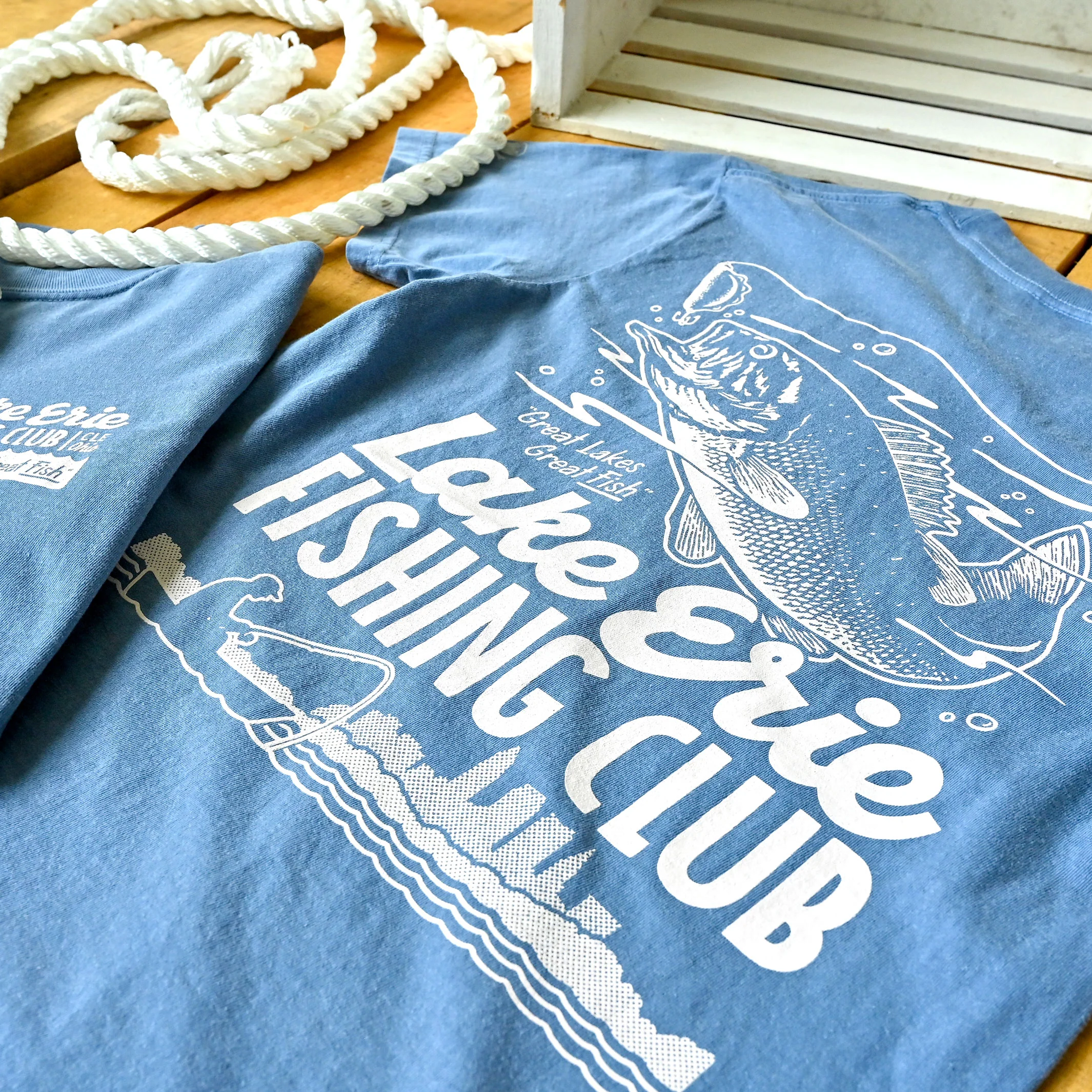 Lake Erie Fishing Club - Mens/Unisex Crew T-Shirt - Image 4