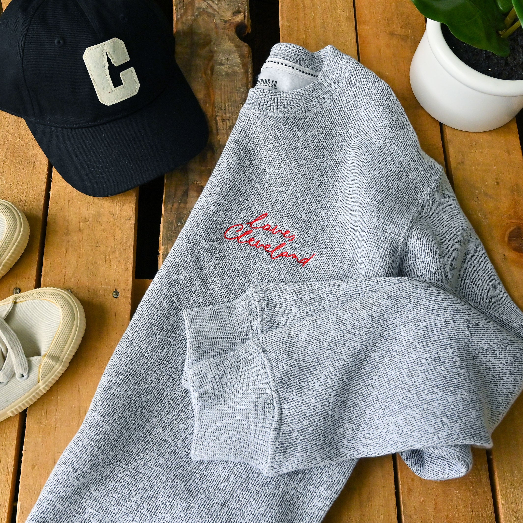 Love, Cleveland (Embroidered) - Unisex Textured Crewneck Sweatshirt - Image 3