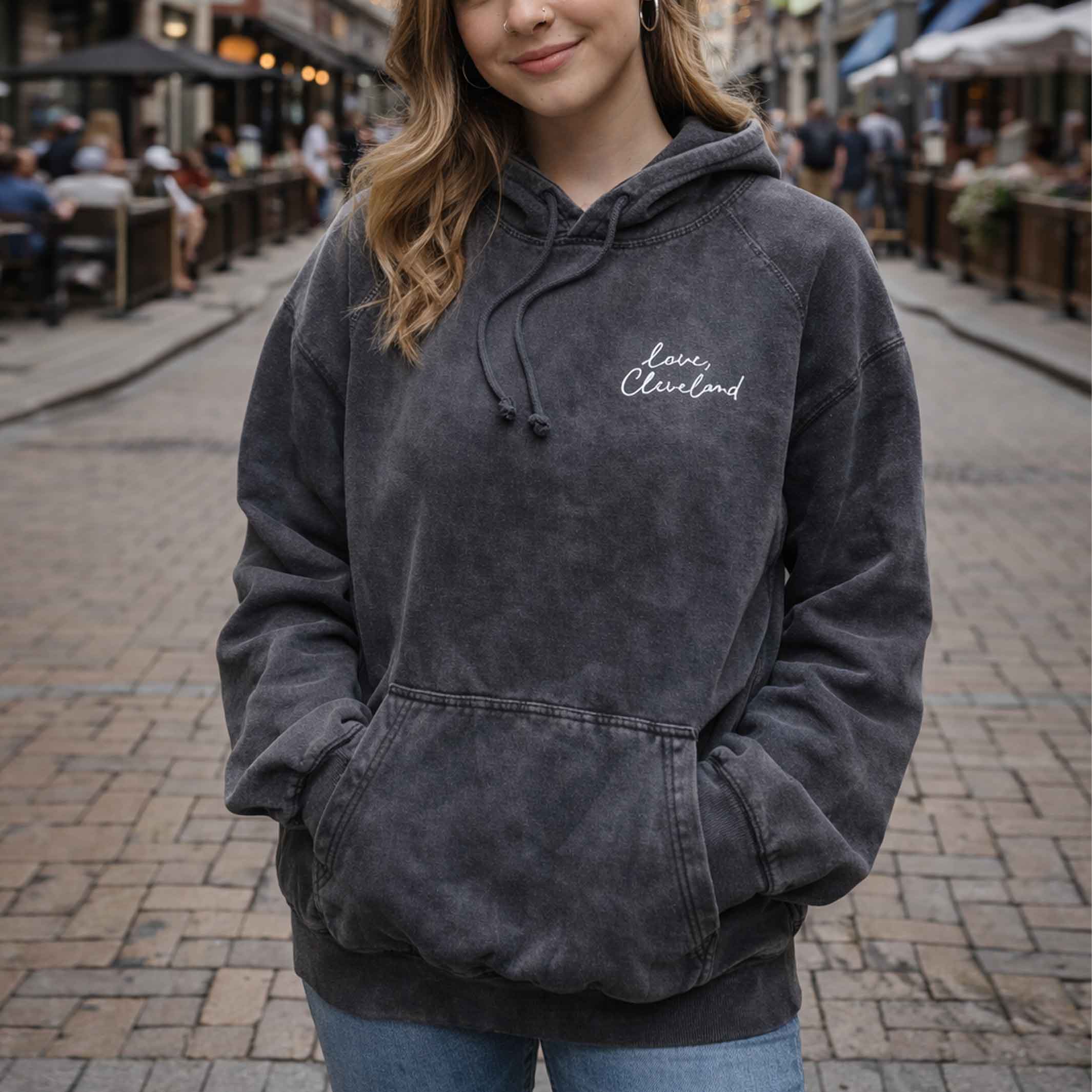 Love, Cleveland - UNISEX Pullover Hoodie - Mineral Wash - Image 5