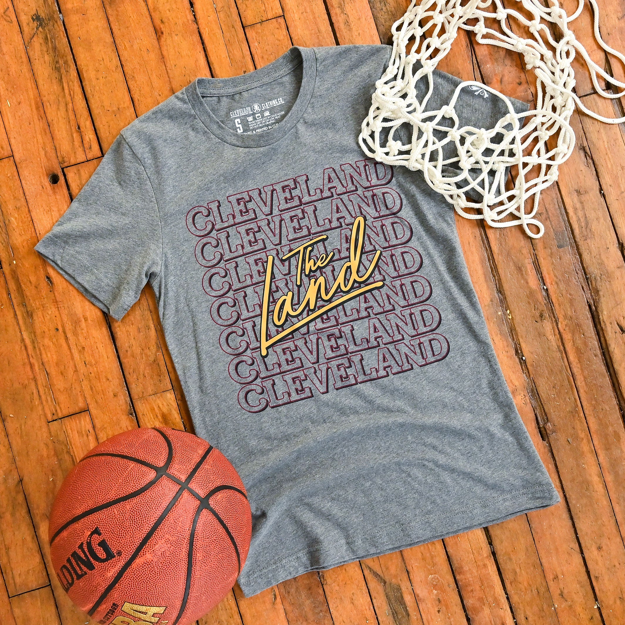 The Land Cleveland Repeat - Wine/Gold - Mens/Unisex Crew T-Shirt - Image 2